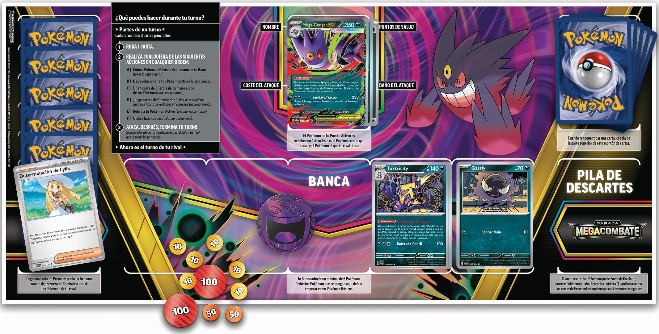Pokémon: Baraja Megacombate de Mega-Gengar ex de JCC Pokémon (1 baraja de 60 Cartas Lista para Jugar)
