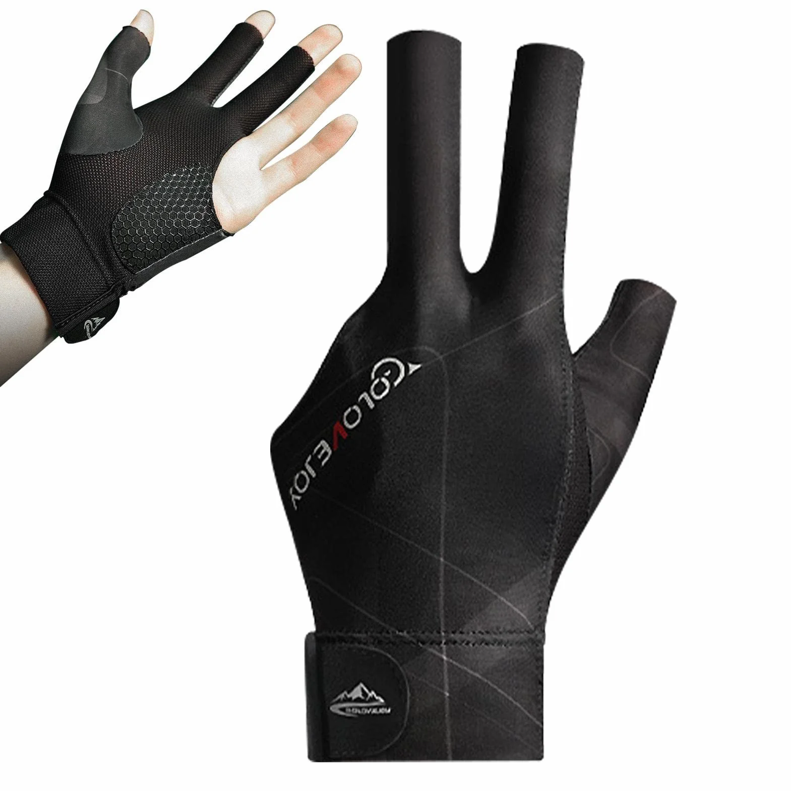 Guantes billar profesionales antideslizantes 3 dedos para mano izquierda