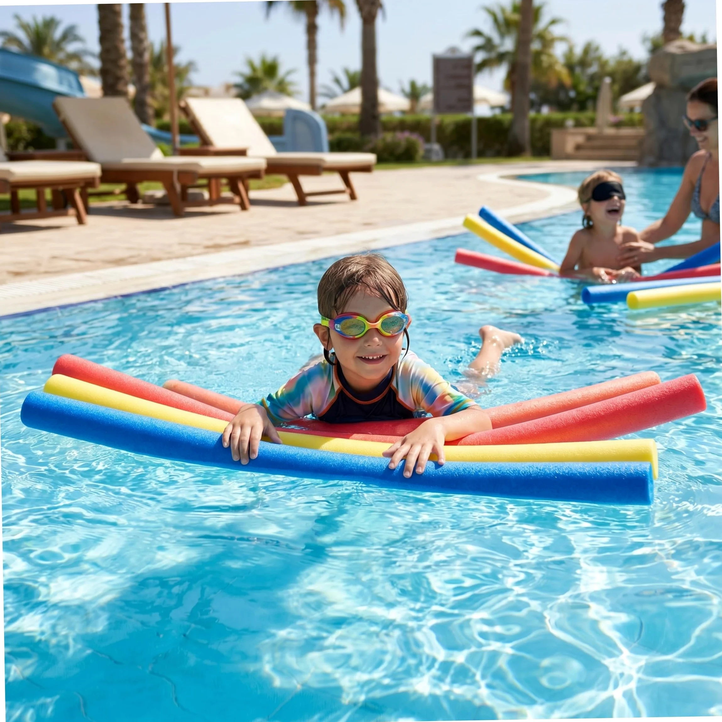 Pool Noodles 3PCS Pool Noodles Flotadores de natación Multiuso Huecos de Espuma para Juegos acuáticos y Ejercicio 59 Pulgadas