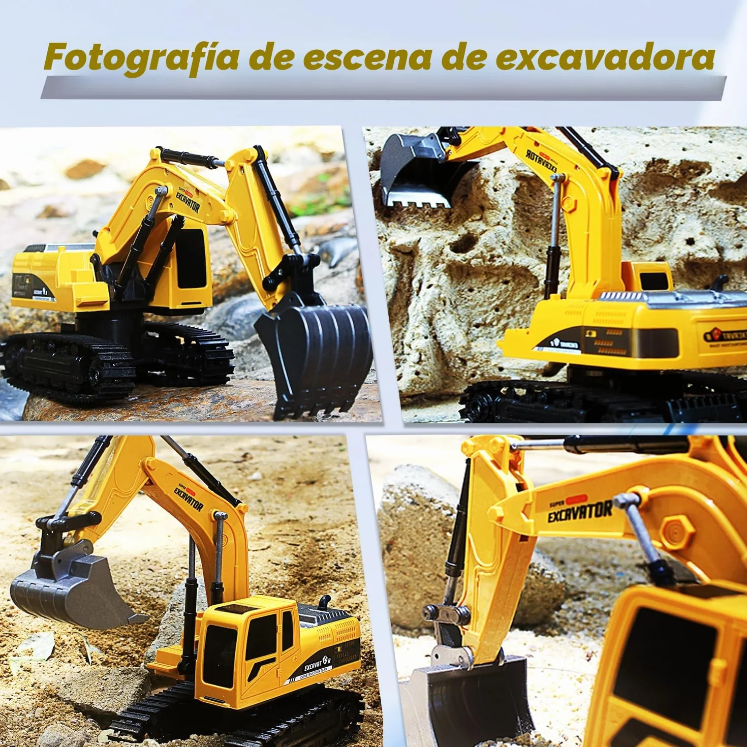 Excavadora de Control Remoto, Juguete de Arena de Ingeniería, Vehículo de Construcción, Coche de Juguete Para Niños