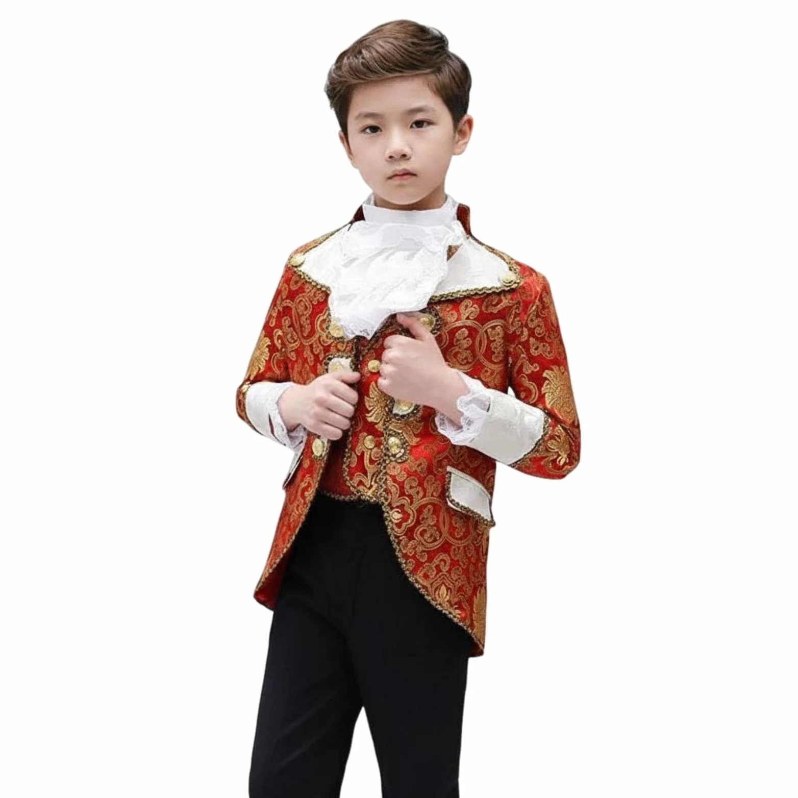 Disfraz de Niño Príncipe Traje de Completo Incluye Chaleco Camisa de Volante Diseño Clásico Adecuado para Celebraciones en Espectáculos Escolares Cumpleaños Infantiles