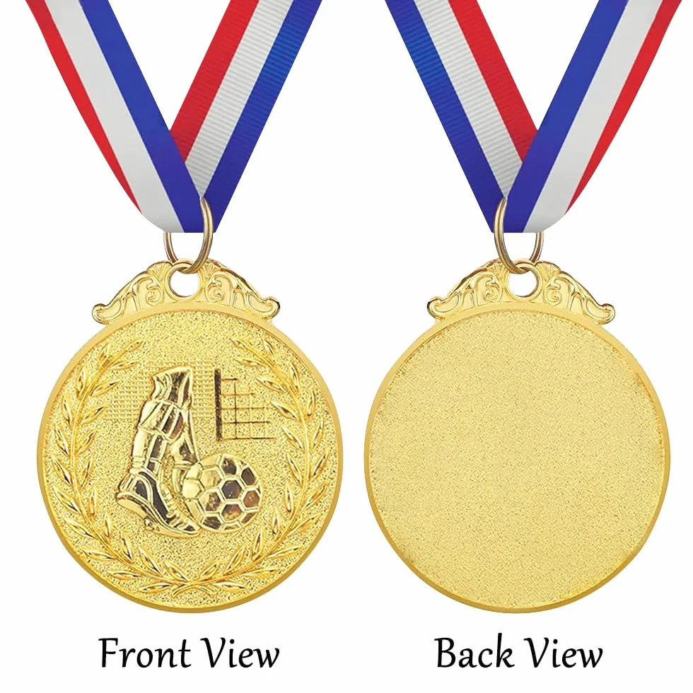 Medallas Futbol Niños Personalizadas con Cintas Cuello, Medallas Deportivas Oro para Ganador, Regalo Fiesta Deporte Infantil Adultos