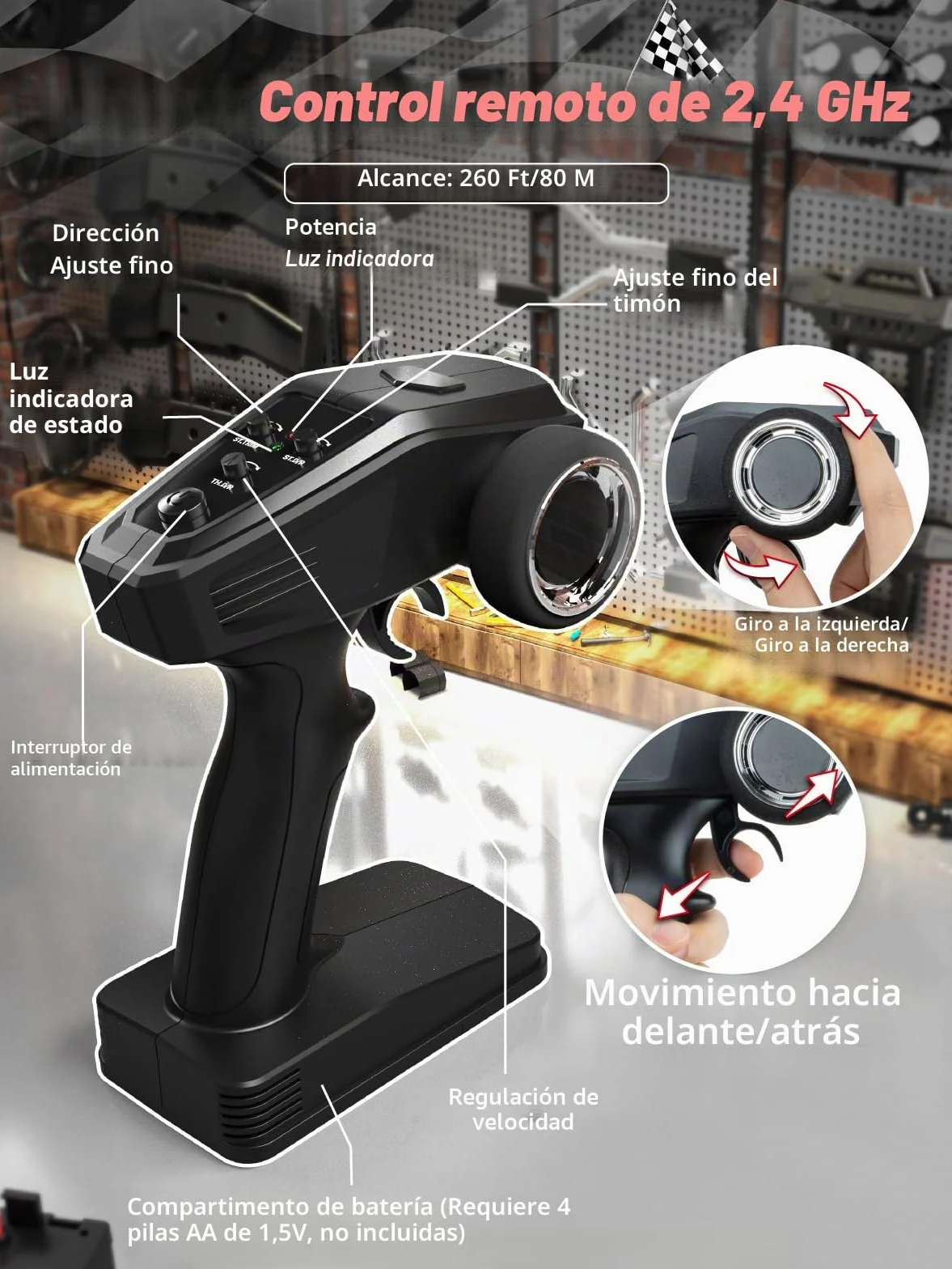 Kiztoys Coche Teledirigido - 2,4 GHz Coche RC Vehículo Todoterreno de Alta Velocidad 40 km/h Avec Lumières 1:18, 4WD Radiocontrol Buggy Crawler Controlados Juguete Regalo para Niños Adulto