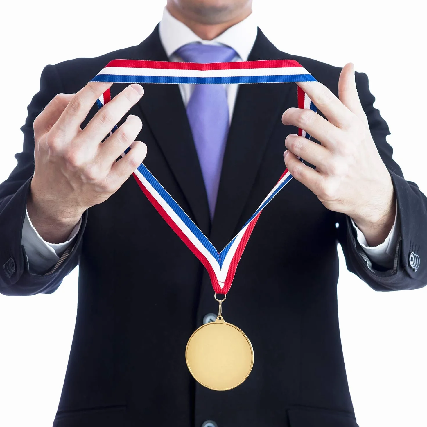 Outus Award Neck Ribbons Medal Lanyards with Snap Clips Red White Blue for Competitions Sports