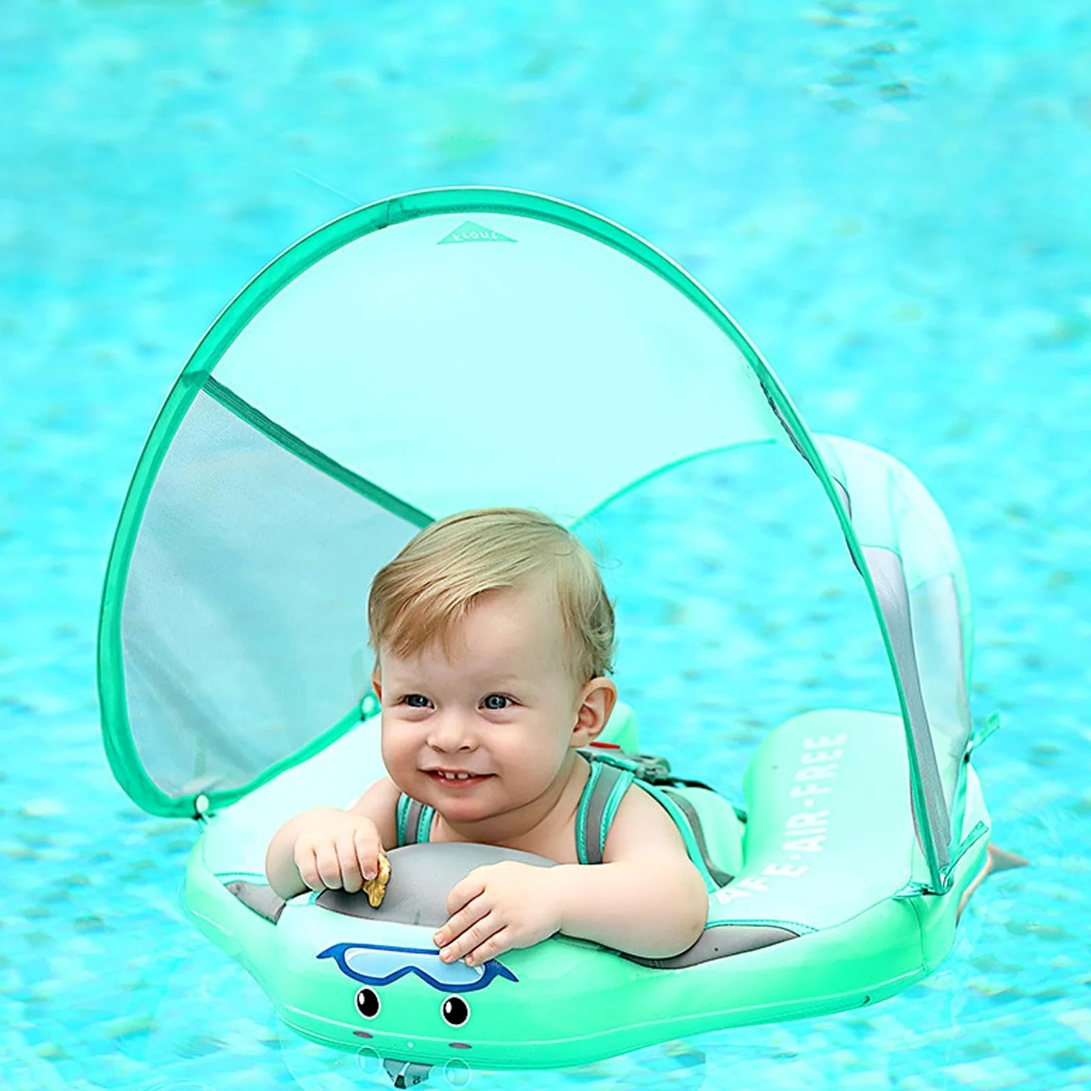 Flotador para Bebé con Sombrilla Flotador Infantil para Piscinas | Flotador De Exterior Con Protección Solar Para Verano, Playa, Lagos Y Vacaciones Para Bebés De 3 A 24 Meses