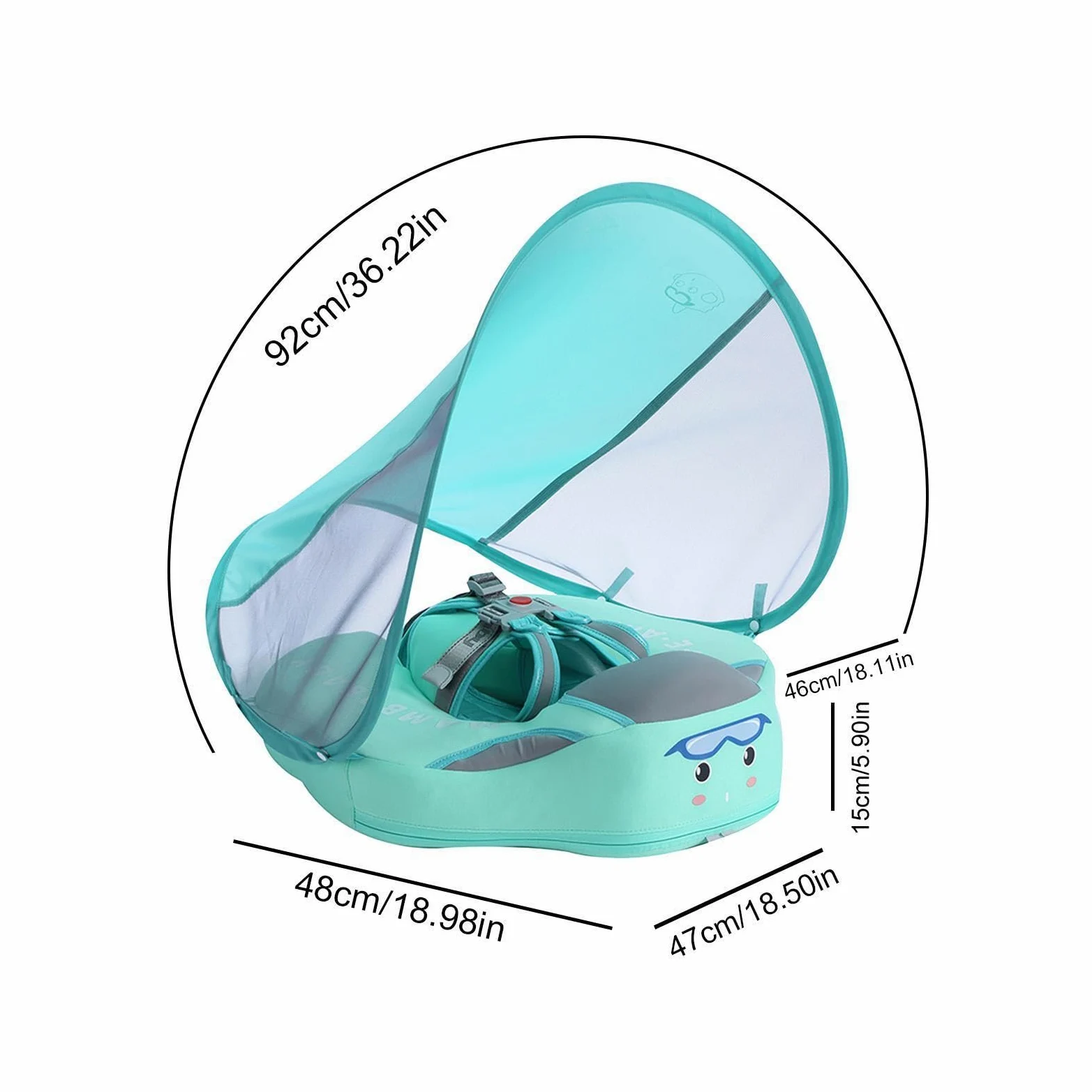 Flotador para Bebé con Sombrilla Colchoneta de Piscina sin Necesidad de | Antivuelco Con Sombrilla Protectora Desmontable Para Viajes De Verano, Lagos Y Bañeras Exteriores - Para Bebés De 3