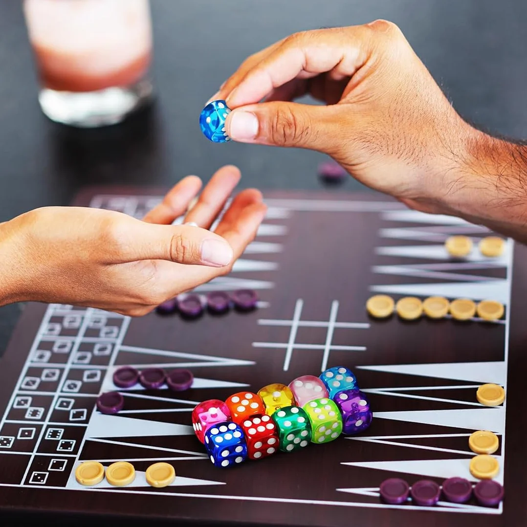 Juego de 10 cubos de colores, 6 lados, transparentes, 16 mm, dados estándar, multicolor, para Juegos de Dados, Juegos de Mesa, Enseñanza de Matemática, Regalos