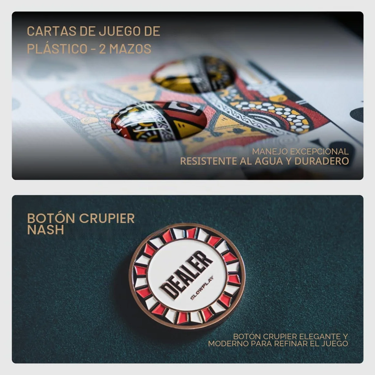 SLOWPLAY Set de póker Nash | Maletin Poker, Chips de Arcilla, 14g | Profesional pokerset con botón del crupier y Cartas de plastico | Black Gold | Full Set-500 fichas de póker numerado