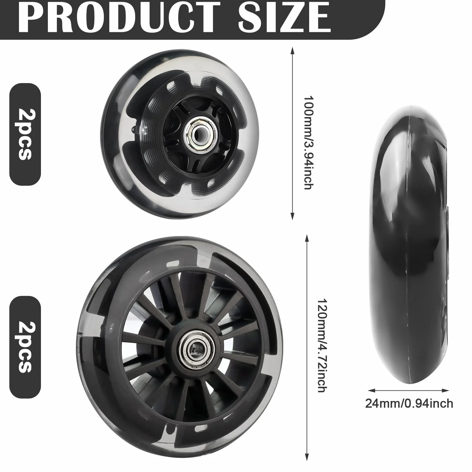 Ruedas de repuesto para scooter 120 mm 80 mm 4 ruedas acrobacias