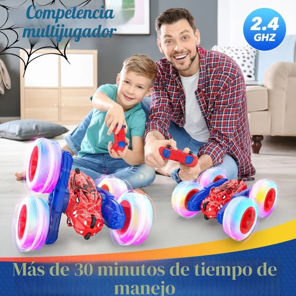 Mieryd Spider Coche Teledirigido, Acrobacia RC Carro Monster Truck 4x4 Crawler con Luz, Juguete Niño 3 4 5 6 7 8 9 Años Juego Infantile Exterior Regalo Cumpleaños Brinquedo Remote Control Car Toy