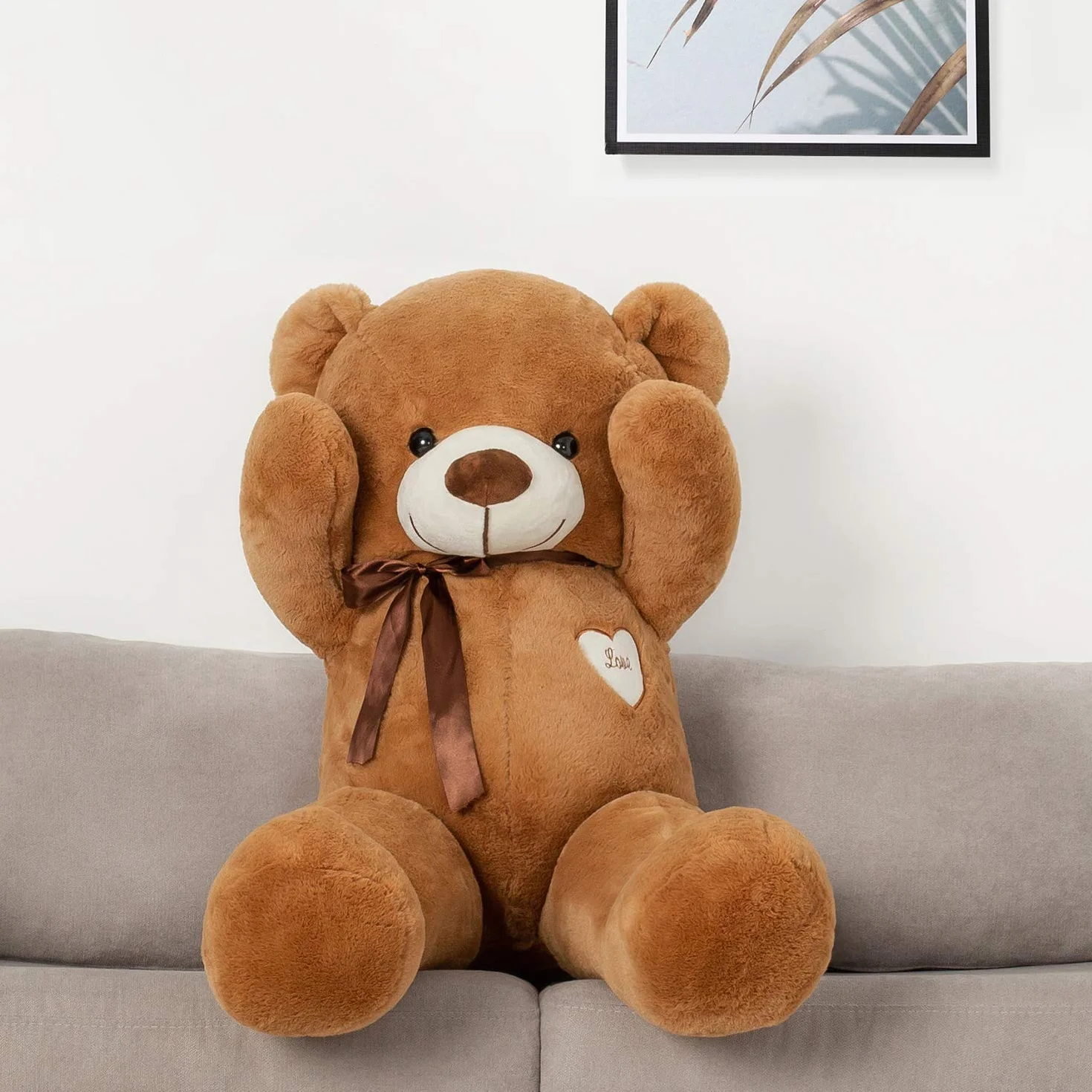 YunNasi Oso Peluche Gigante Osito de Peluche Grande Teddy Bear de Felpa con Corazón e Cinta 100cm/39 Inches Marrón