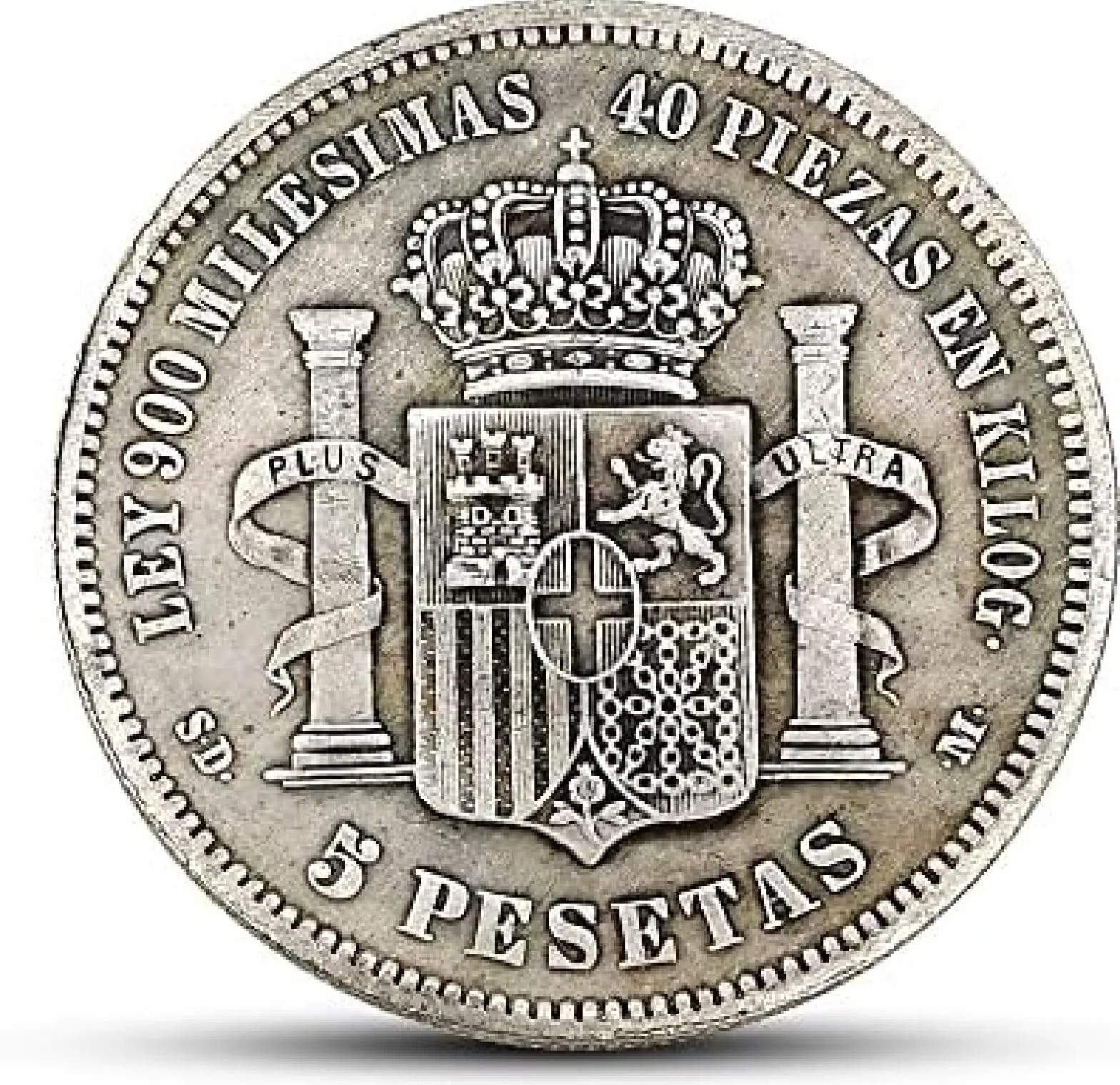 18 Juego Completo De Monedas De Plata Españolas De 5 Pesos 1869-1899 Retrato Grabado Monedas Extranjeras Antiguas, 1869