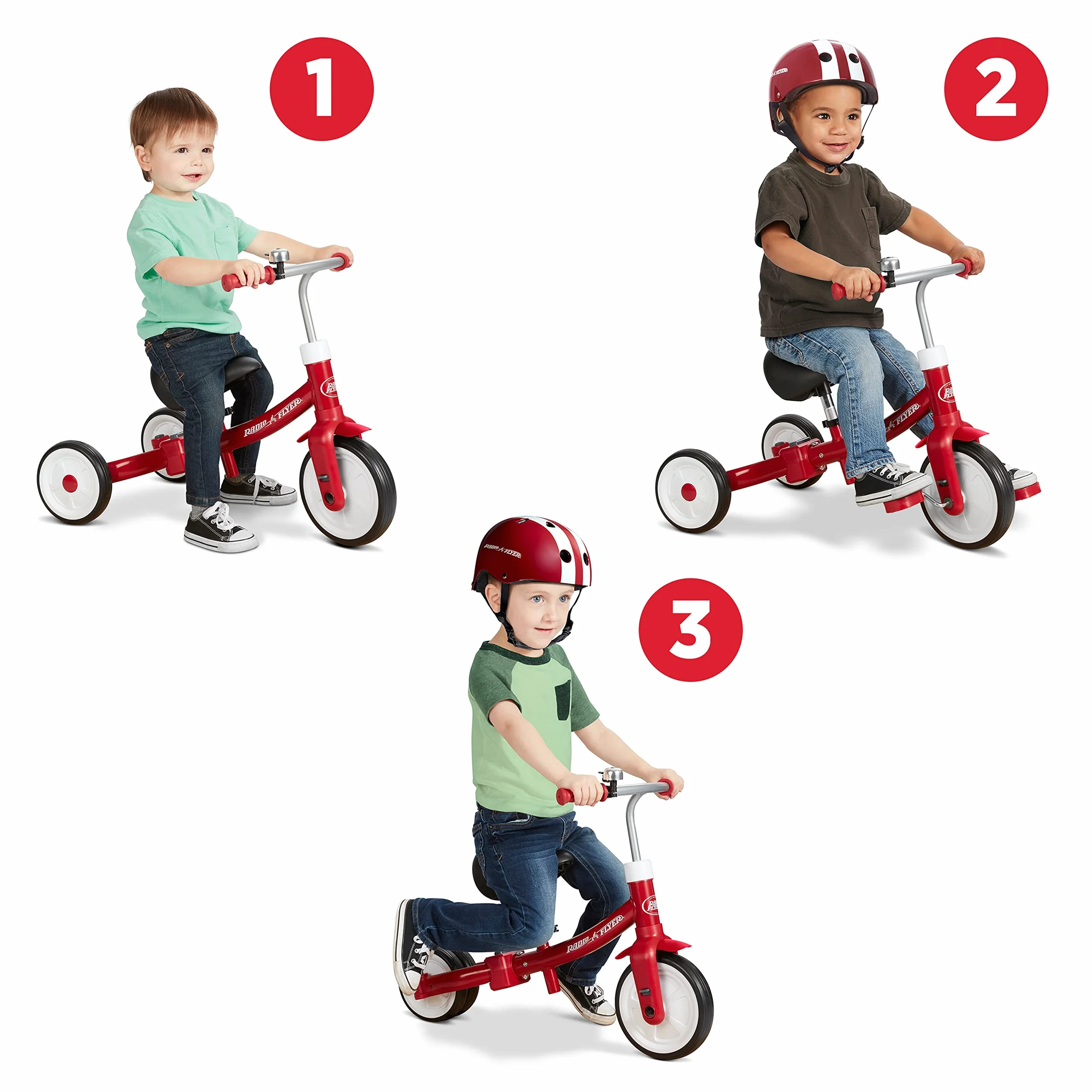 Radio Flyer Triple Play Triciclo, Triciclo Rojo para niños pequeños, Bicicleta de Equilibrio y Bicicleta para pedalear para Edades de 1 a 3 años