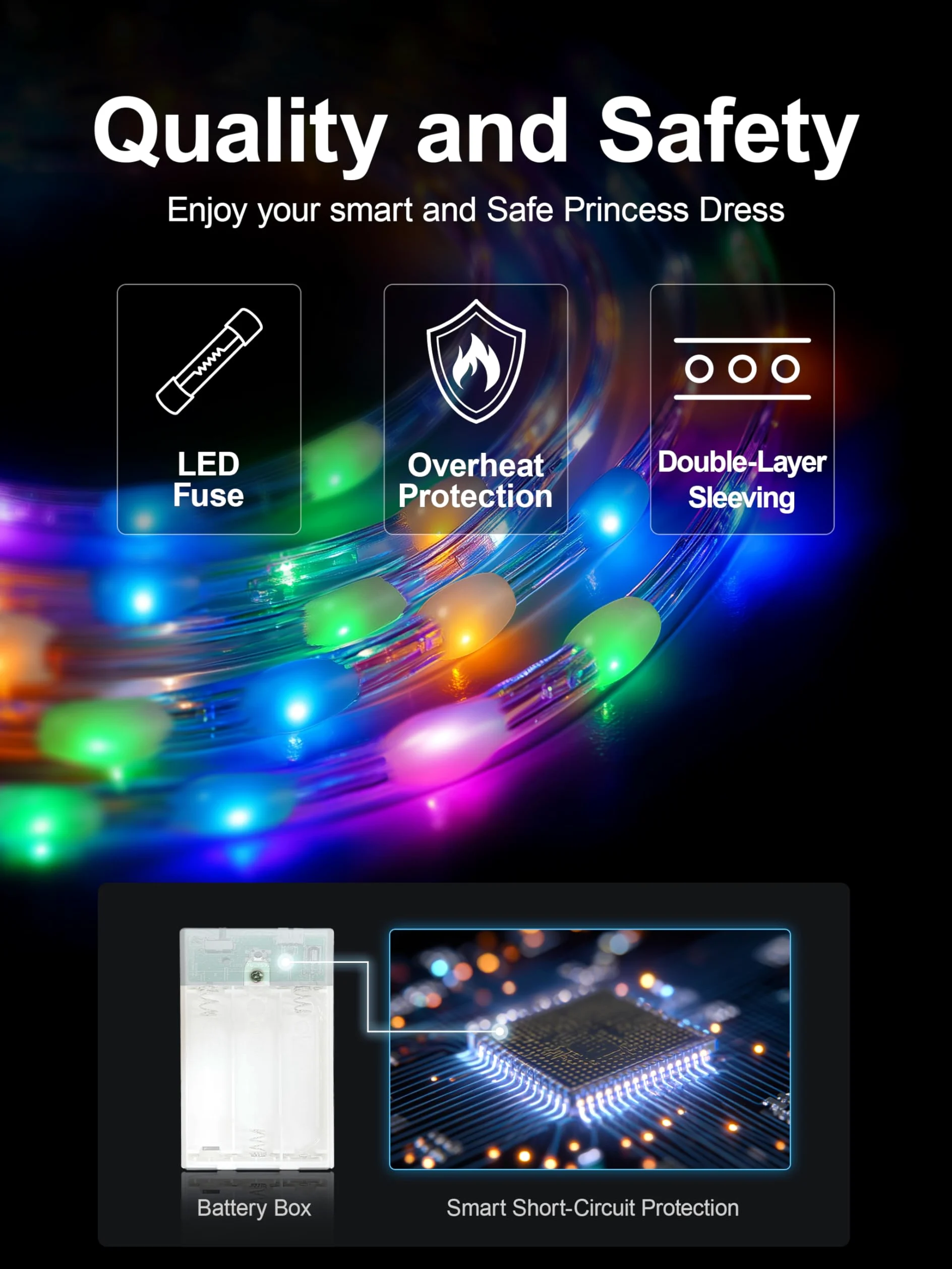 Disfraz de princesa para niña, control de aplicación, con 4 accesorios para Halloween, Navidad, carnaval