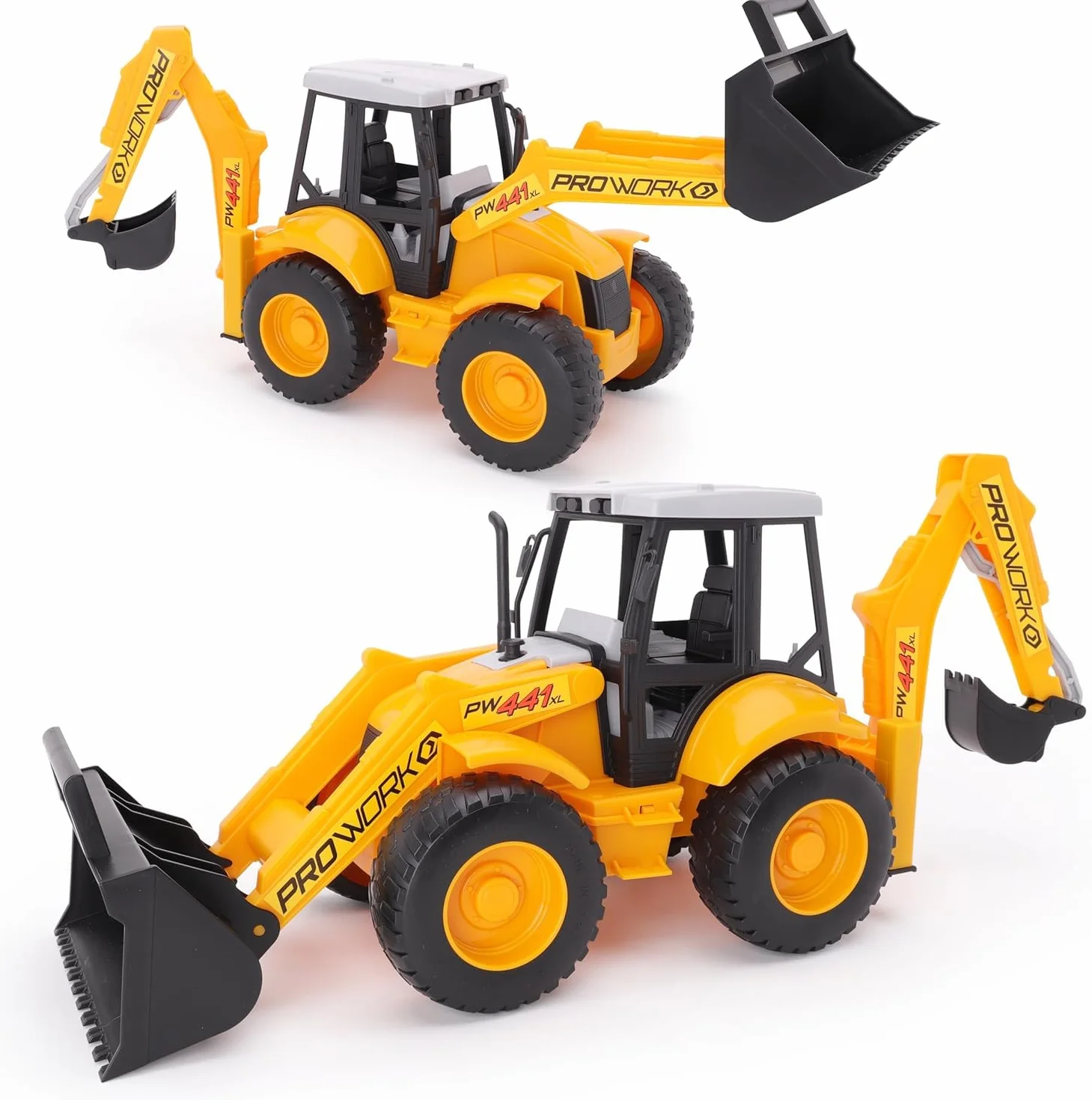 Toyland® 72cm (28") Juguete retroexcavadora Grande – Camión Excavadora de construcción con Cargador Frontal móvil y Brazo de Excavadora Trasero – niños Mayores de 3 años