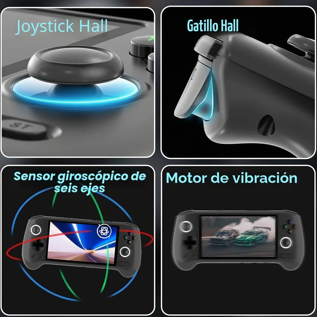 RG556 - Consola de juegos de mano retro, Android 13 Unisoc T820 de 5.4 pulgadas, compatible con pantalla AMOLED WiFi, reproductor de videojuegos para adultos y niños (4+128G)