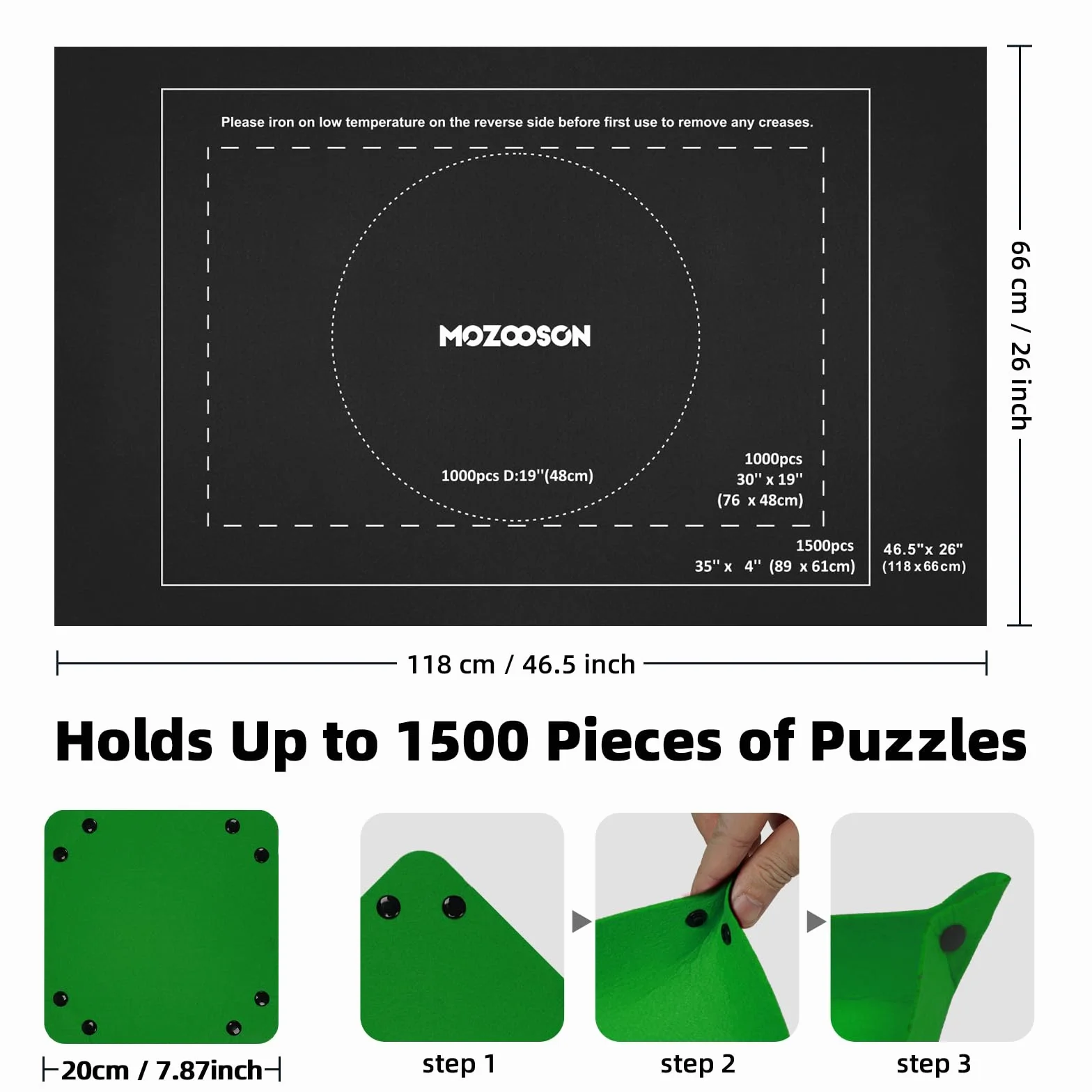 MOZOOSON Tapete Puzzle, Puzzle Mat Roll para Puzzle 1000 1500 Piezas para Adultos Niños, Fieltro Puzzles Tapete, Jigsaw Puzzle Roll Pad, Accesorio para Guardar los Puzzles