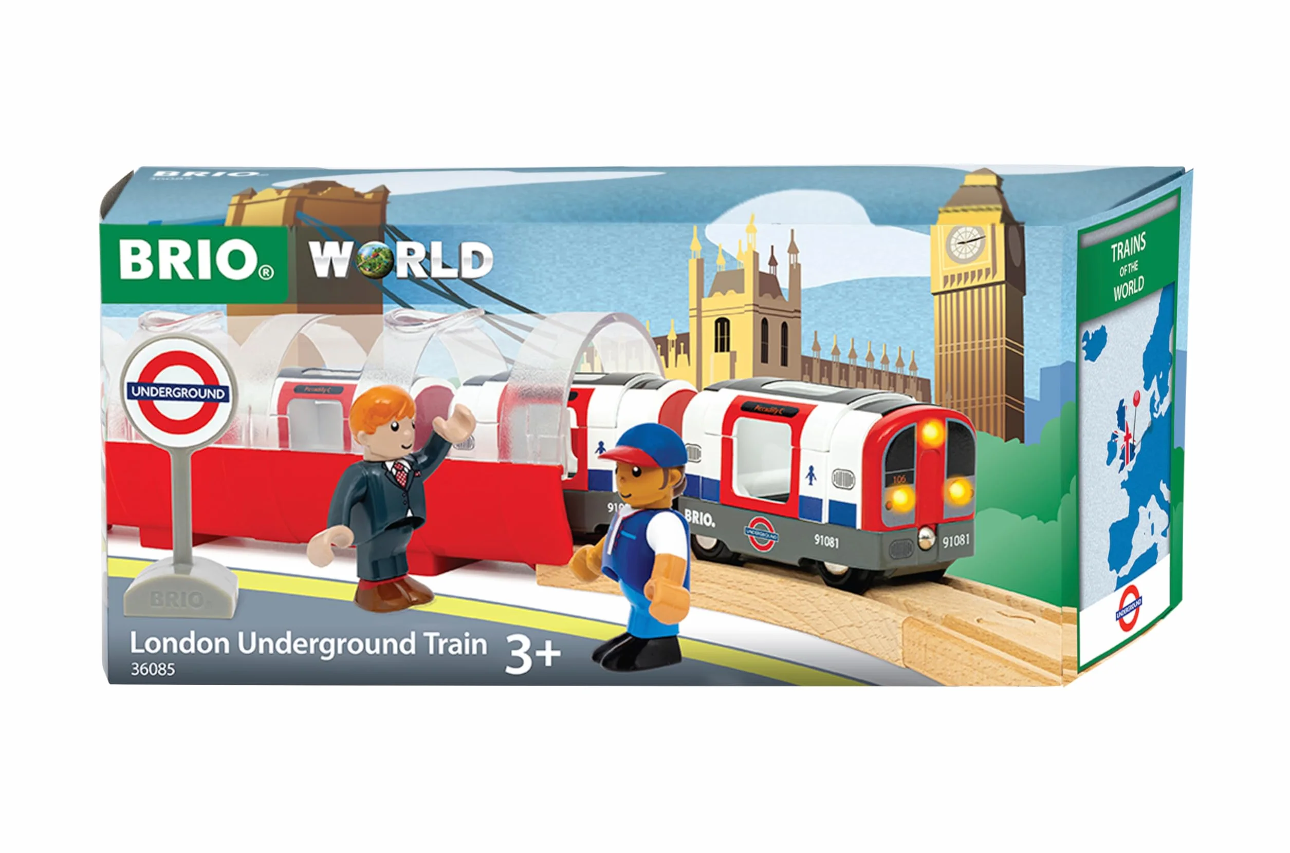BRIO World - 36085 Trains of The World Londoner U-Bahn mit Licht und Sound | Spielzeugzug mit Licht & Sound für Kinder AB 3 Jahren
