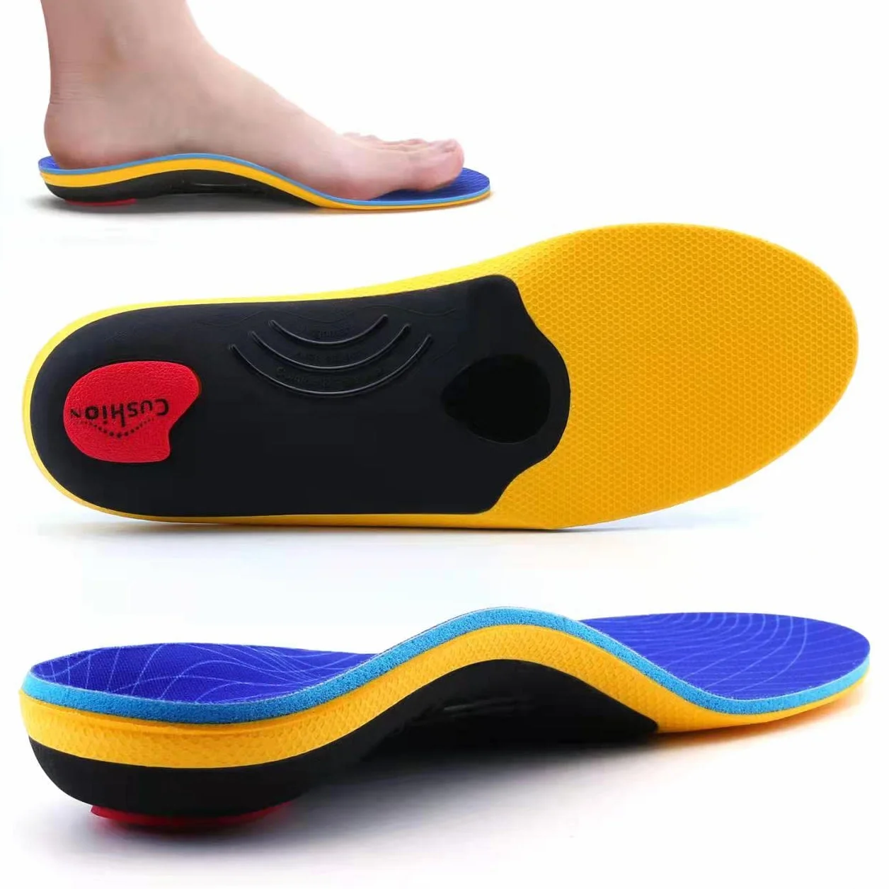 VALSOLE Plantillas ortopédicas Soporte de pie alto para fascitis plantar Azul 43-44 EU