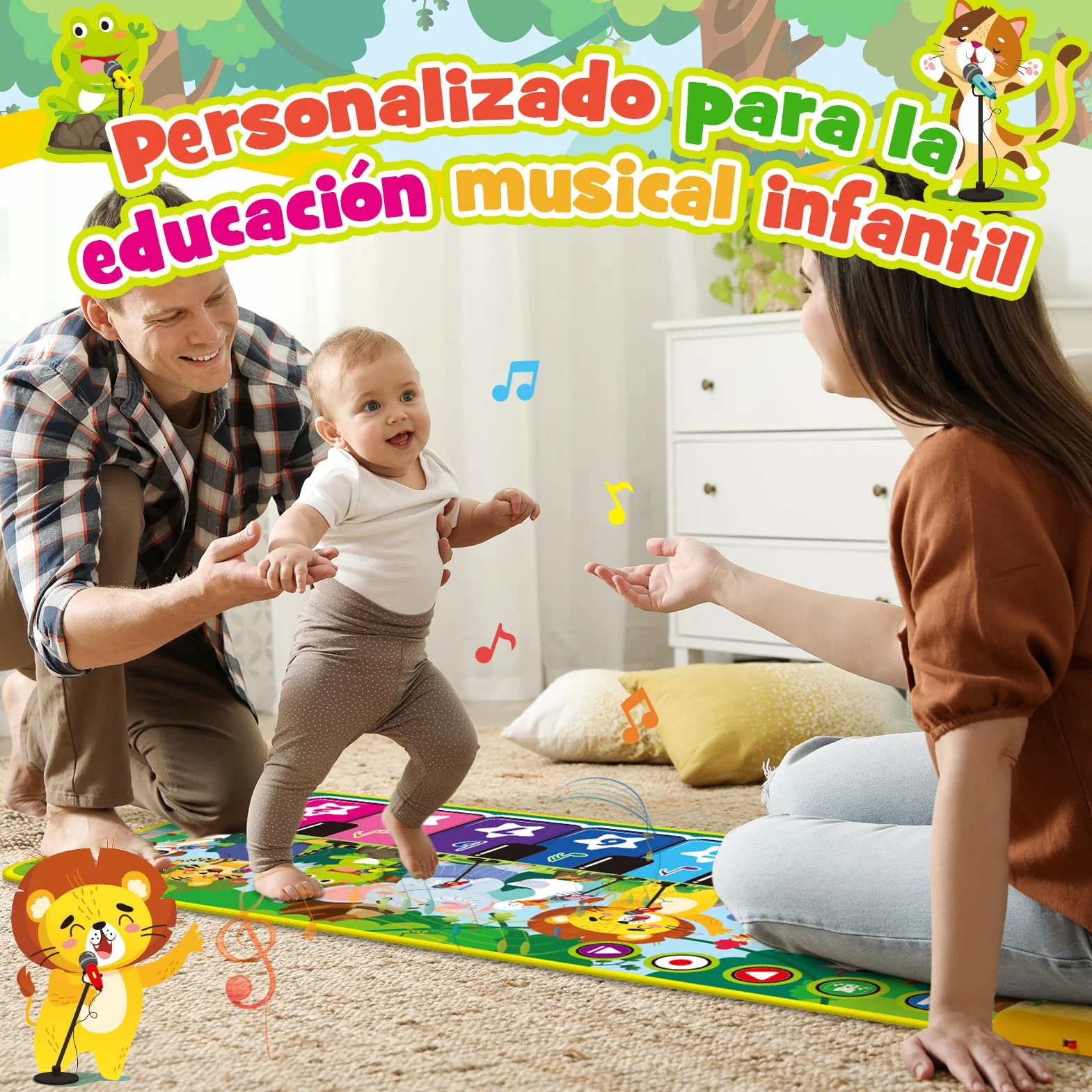 Juguetes Niños 1 Año, Alfombra Musical con 10 Sonidos De Animales Regalo 1 2 Niños Niña Años, Piano Infantil Juegos Juguetes Montessori Educativos Sensoriales Bebe Regalos Pascua Niño
