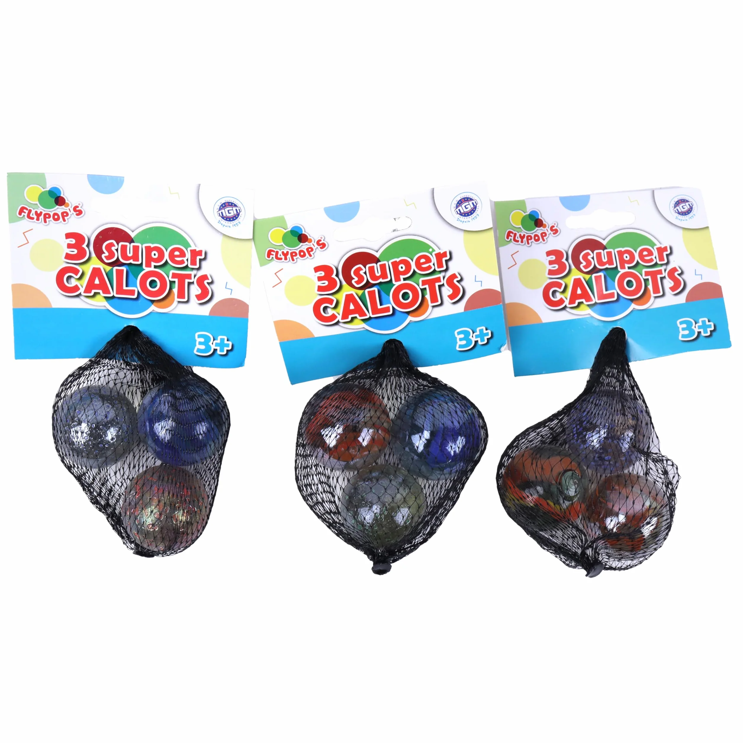 FLYPOP'S - Super Galots - Juego de Recreación - 033023 - Modelo Aleatorio - Vidrio - Tapas - Juego de Habilidad - Juguete Infantil - 3,5 cm x 3,5 cm - A Partir de 3 años.