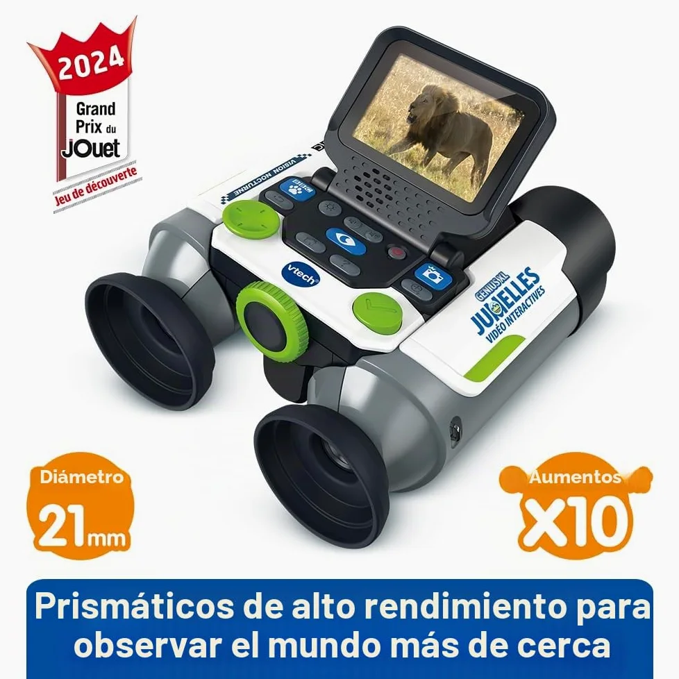 VTech Genius XL - Prismáticos de vídeo interactivos, binoculares Infantiles de 10 x 21 con Pantalla a Color, Fotos y Videos de la BBC, Juguete científico Educativo, Regalo para niños a Partir de 5