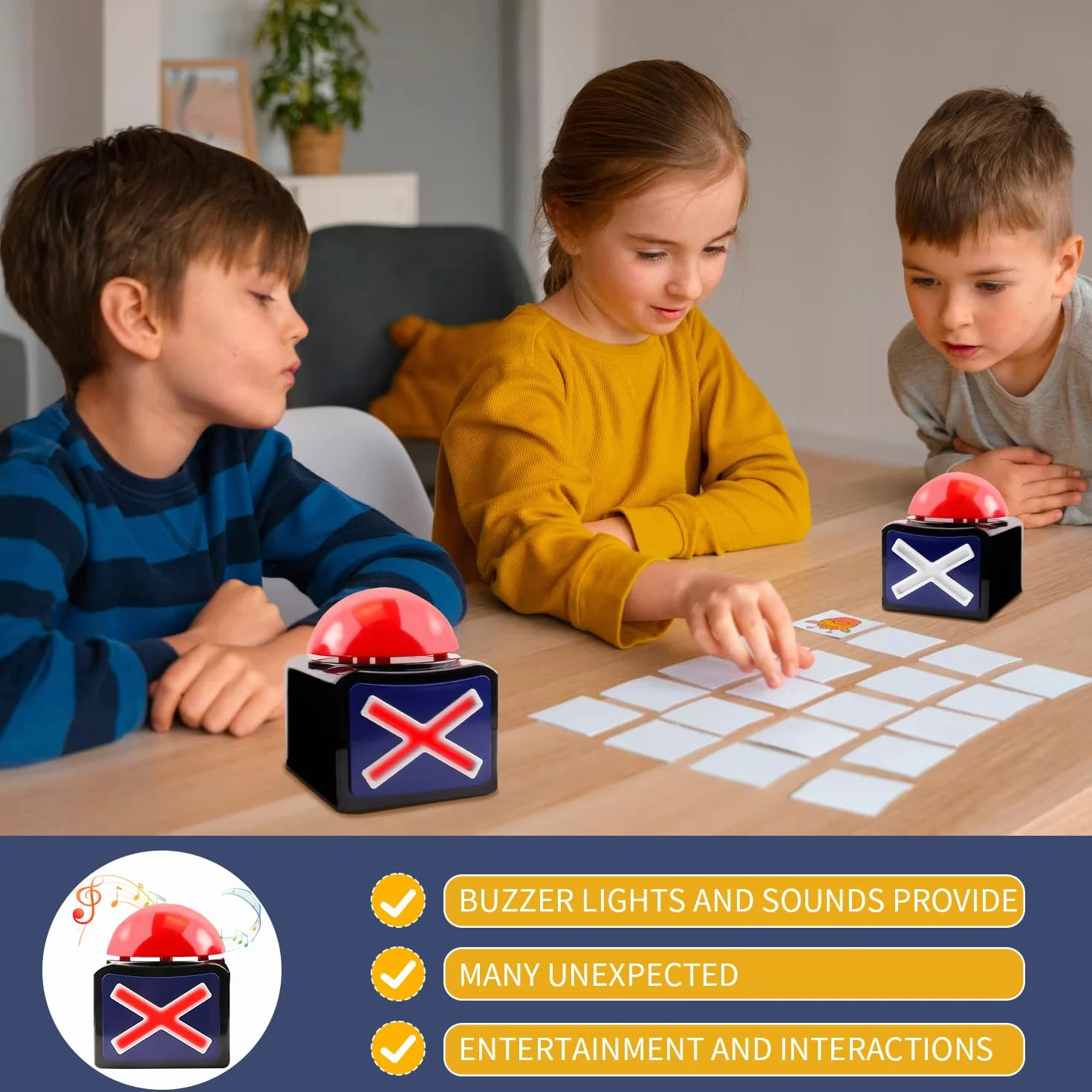 Juego Respuesta Buzzer con Sonido y Luces - Juego Show Buzzer para Familia Feud - 6 Piezas