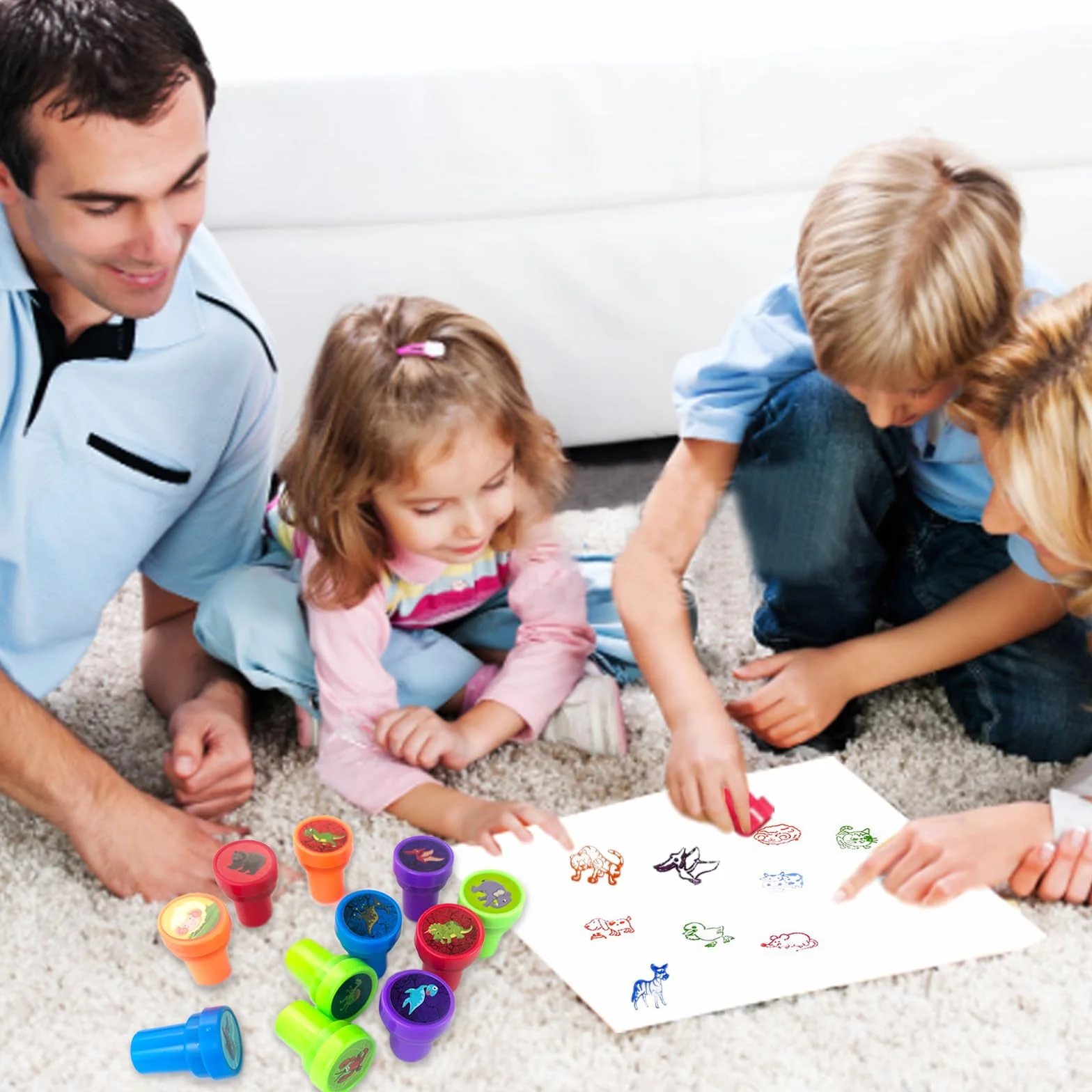 Diompirux 40 Piezas multicolor Juego de Sellos de Animales, Conjunto de Sellos para Infantil, Dibujos Animados Sellos de Tinta para Niños, para obsequios de fiesta, rellenos de bolsas de regalo