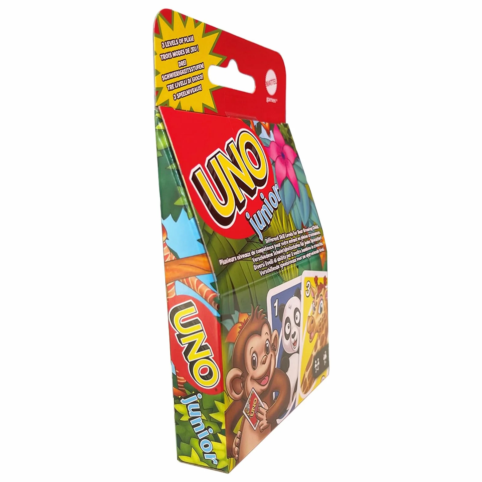 Mattel Games, Juego de Cartas UNO Junior, Juego de Mesa para niños con Dibujos de Animales (Mattel GKF04)