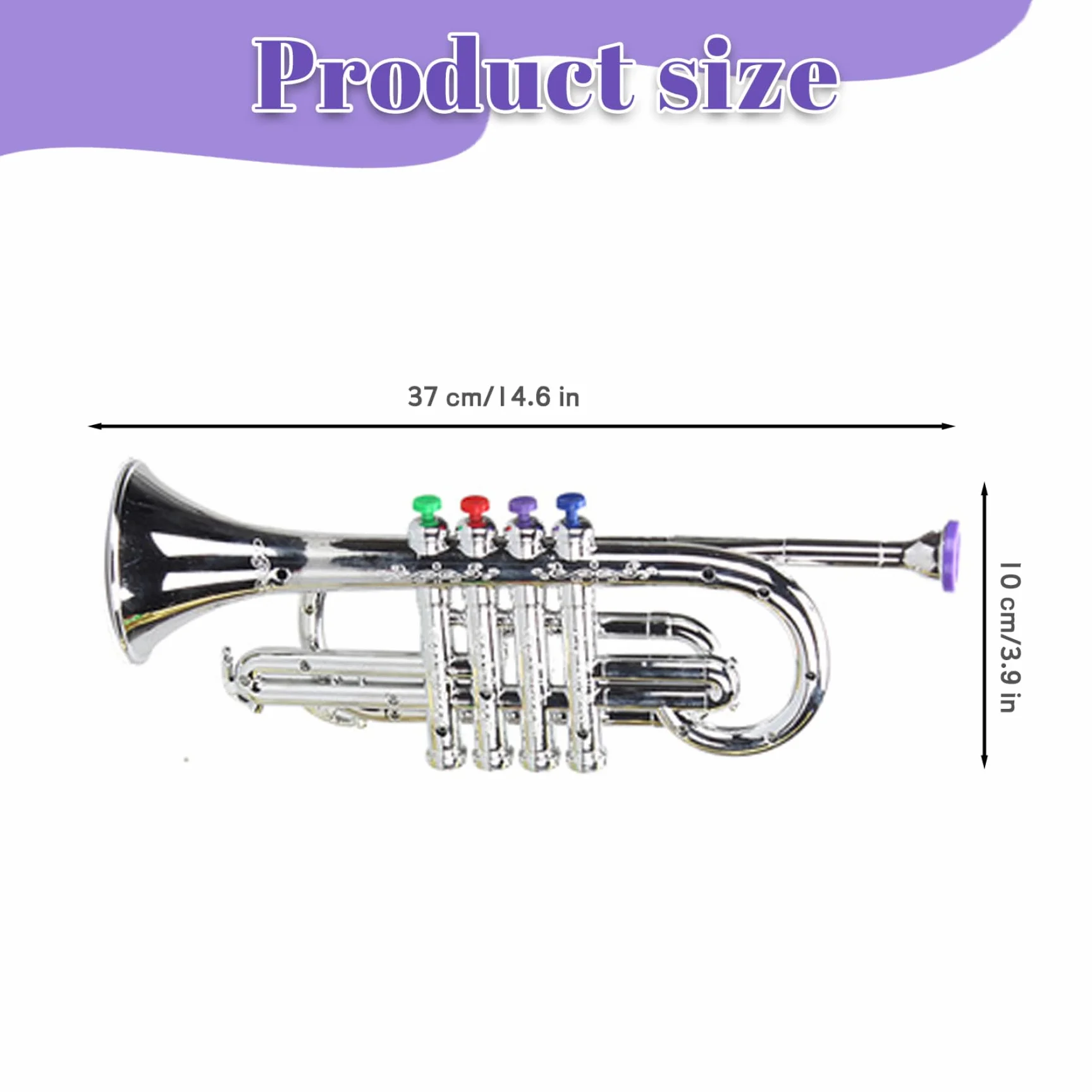 Trompeta de Juguete con 4 Teclas, Trompeta de plástico, Instrumentos Musicales educativos para niñas, niños, Principiantes