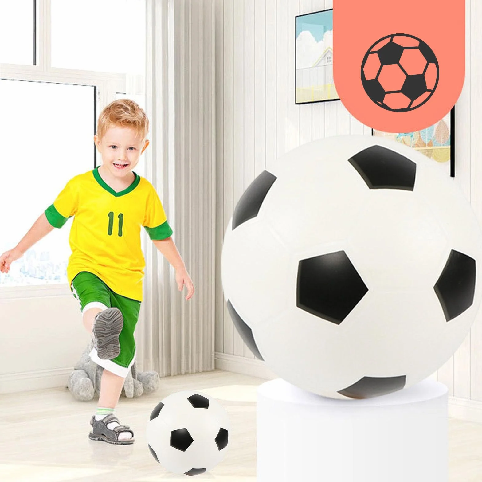 Balón de fútbol de 21 cm para interiores, de esponja silenciosa de alta densidad, pelota de espuma F suave para niños y niñas, pelota de rebote sin ruido, pelotas de fútbol de espuma F para exteriores