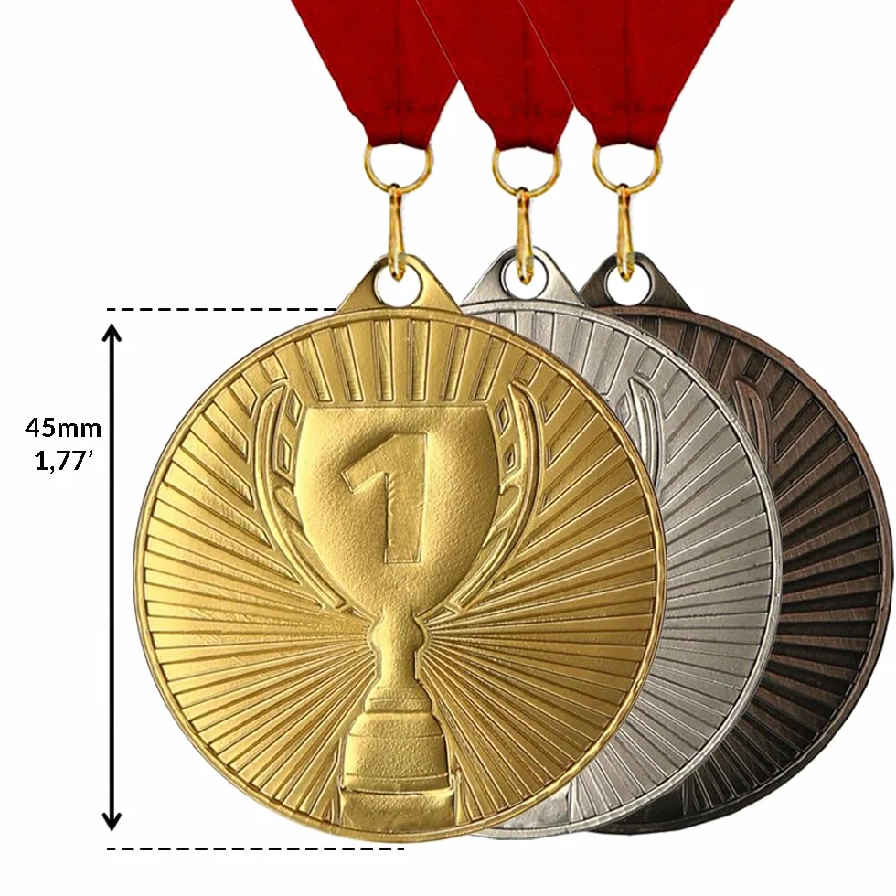 Larius Juego de 3 Medallas de Metal para Deportes y Competiciones 1 2 3 Cuadrados