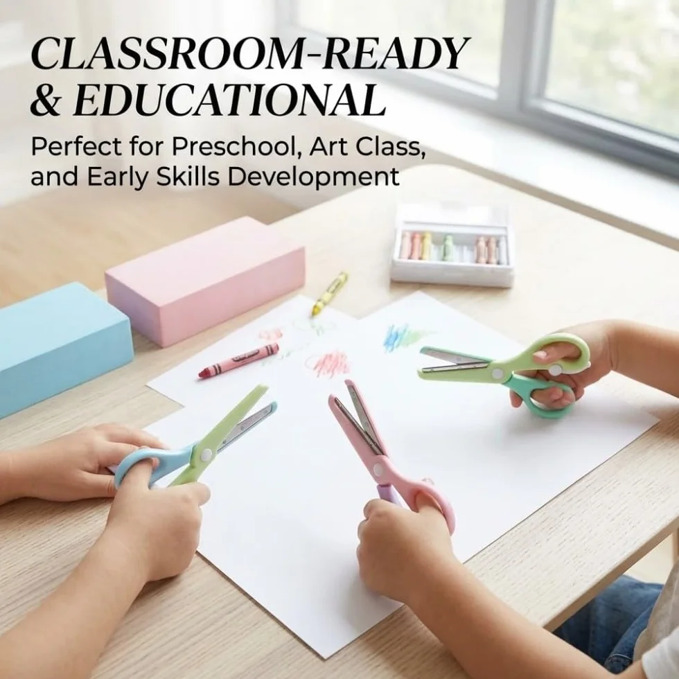 3 Piezas Tijeras de Aprendizaje para Niños, 10,7 cm Herramienta Creativa de Plástico con Resorte, Diseño de Doble Color, Para Manualidades en Casa y Aula de Preescolar, Puntas Redondeadas