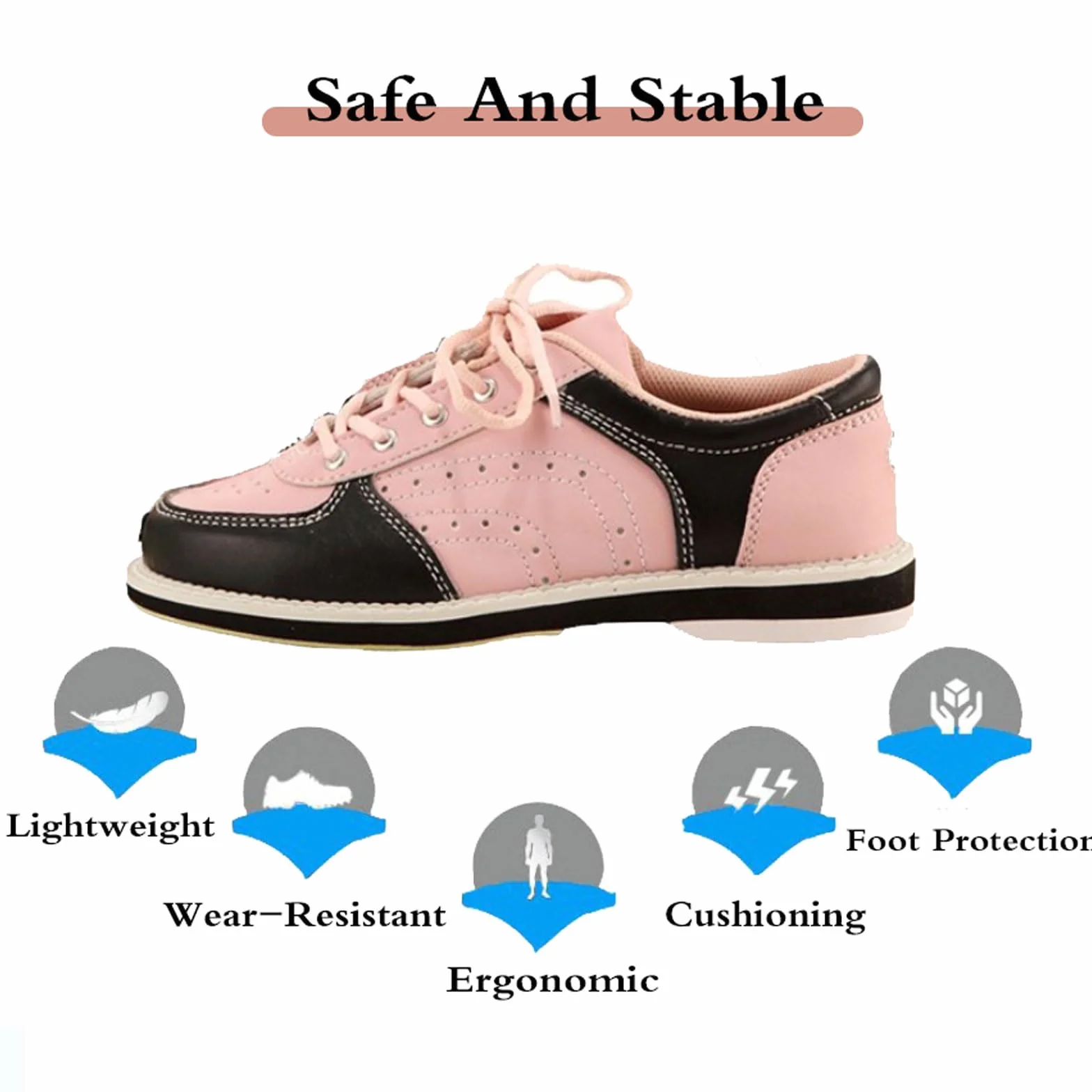 Zapatos de Bolos Unisex Adulto Resistente Desgaste Transpirable Negro