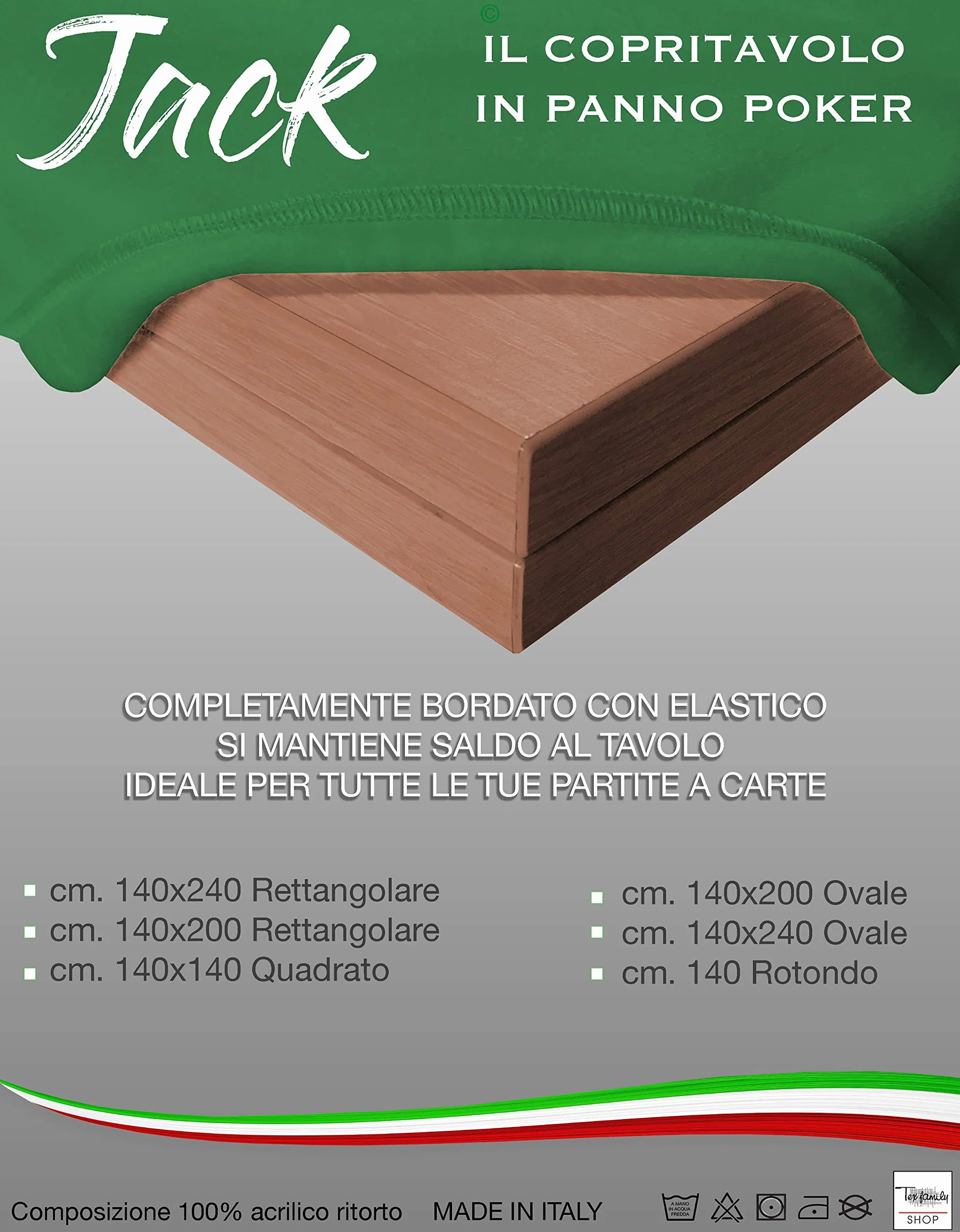 Mantel de juego de cartas Poker Jack verde para proteger la mesa, calidad extra – 140 cm redondo