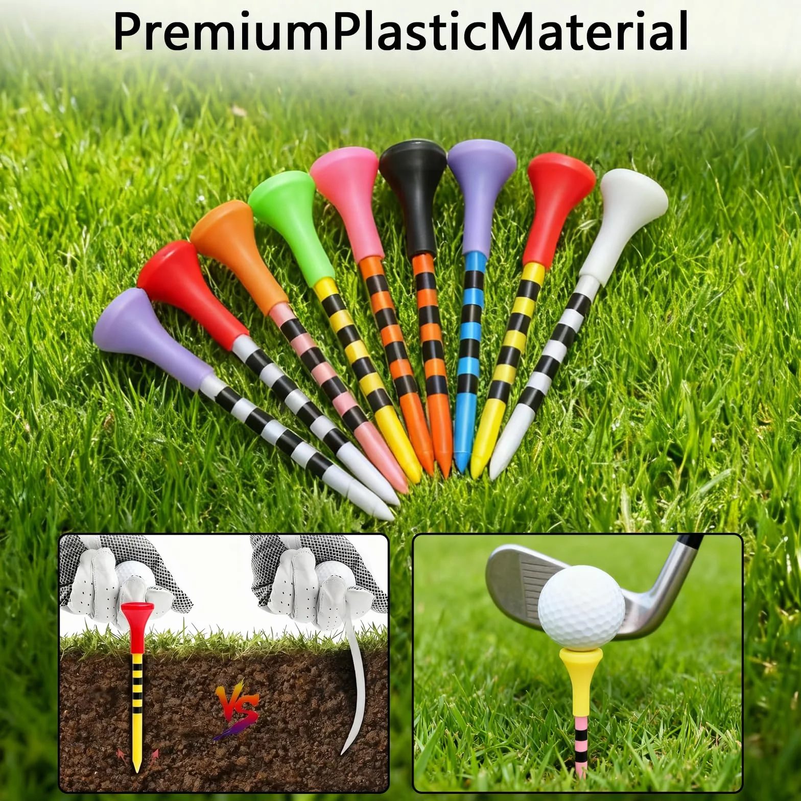 Tees de Golf 83mm Reutilizables Plástico Colores Mezclados 50 Unidades