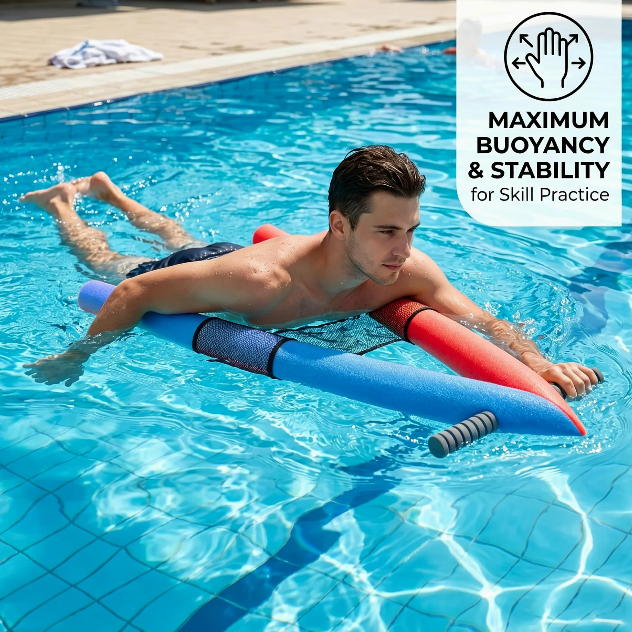 Tabla de natación Jumbo Pool Noodle en Forma de A para Adultos con Bolsa de Malla (Color Aleatorio)