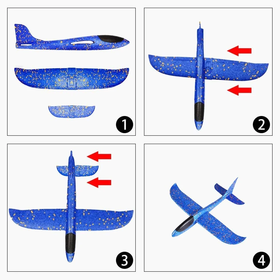 Aviones Planeadores Juguete de Poliespan, 4 Pieza de Corcho, 35cm, Regalos de Deportes al Aire Libre Para Niños y Niñas