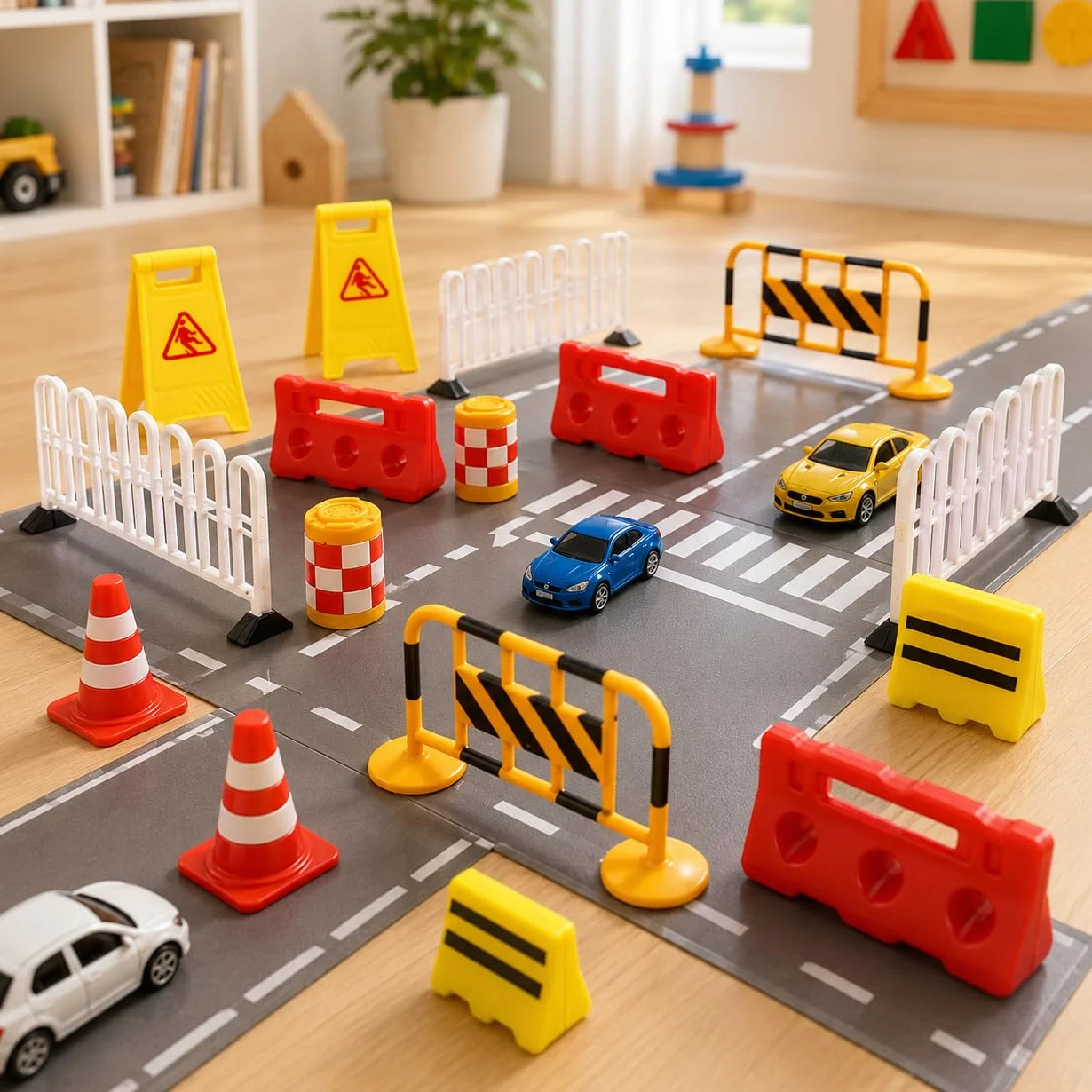 Garneck Juego de mini señales de tráfico para – Juego de 14 juguetes con conos de tráfico – obras y señales de carretera – Juguete educativo para la educación creativa y vial
