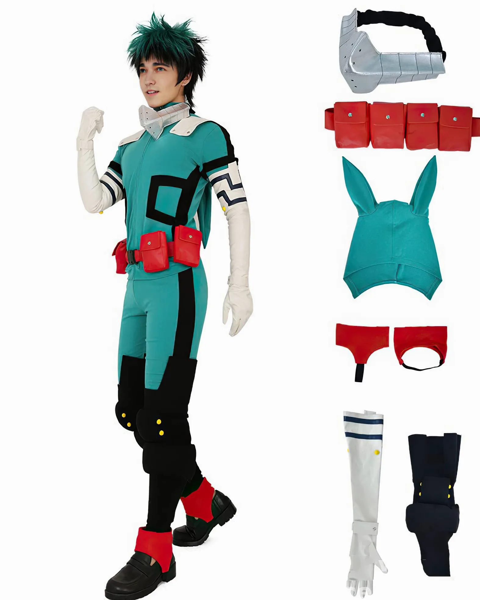My Hero Academia - Conjunto de disfraz de cosplay Midoriya Izuku para cosplay de dibujos animados para Halloween para niños y adultos