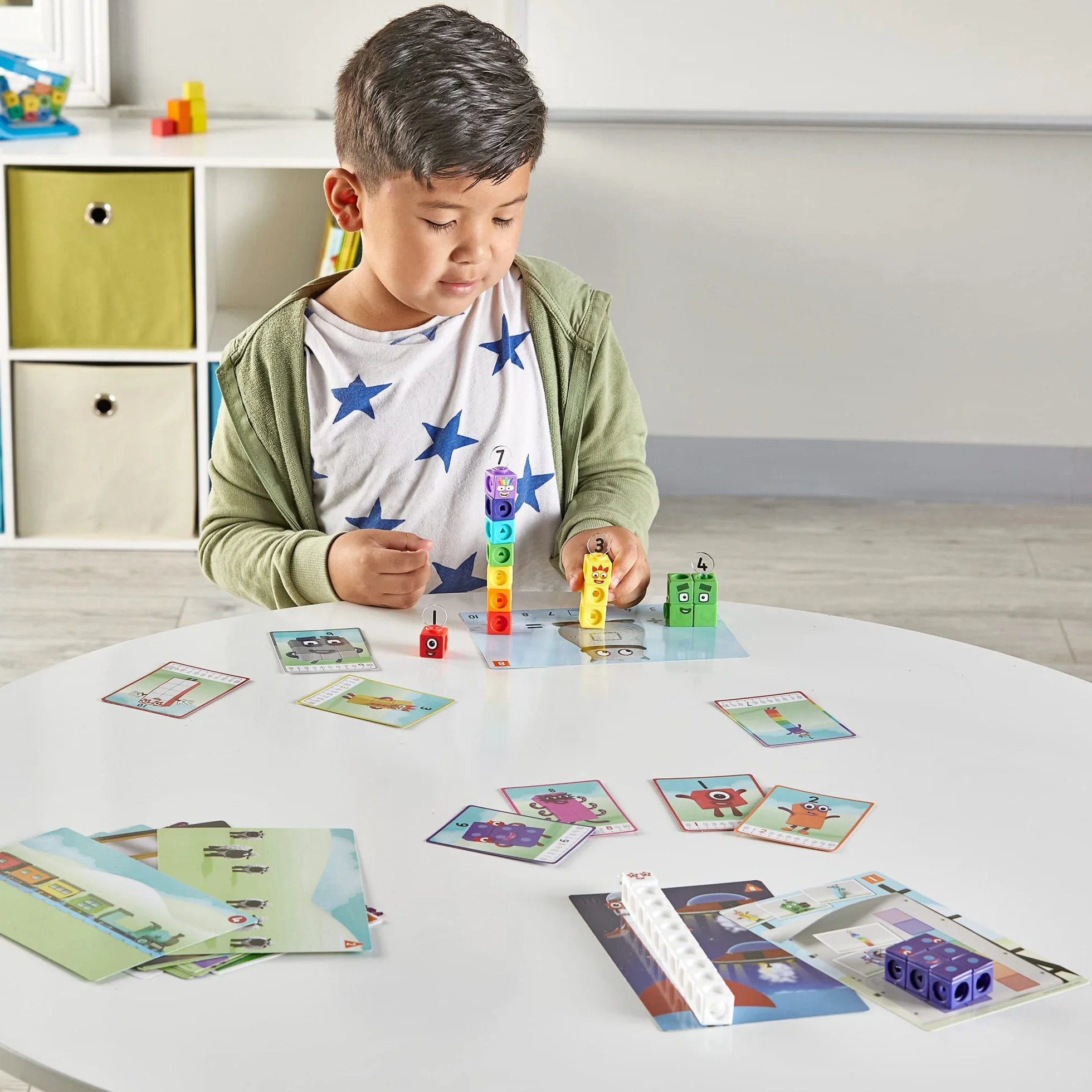 Learning Resources MathLink Cubes Numberblocks 1–10, Juego Educativo para Contar y sumar, Cubos conectables con Tarjetas de Actividades, 251 Piezas, Edades 3+
