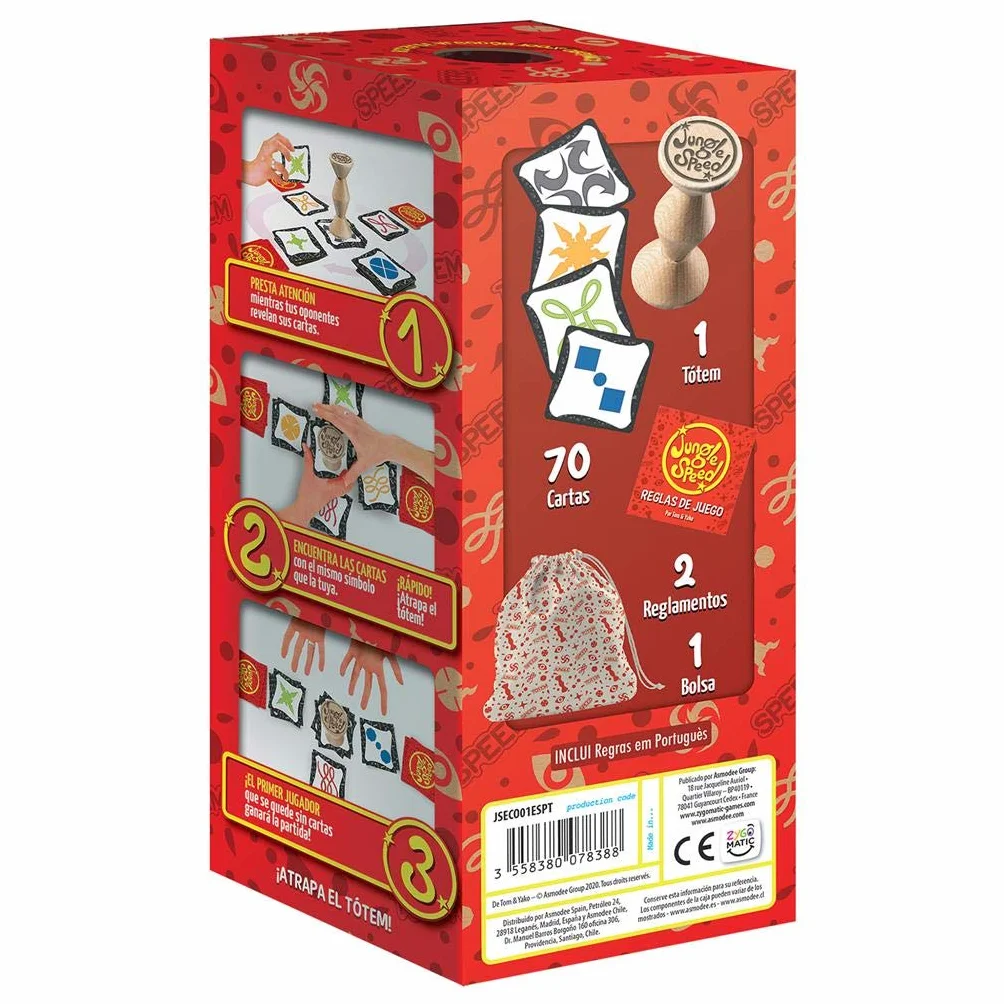 Asmodee Jungle Speed Juego de Cartas, Mesa Divertido para Amigos y Familia, 7+ Años, 2-10 Jugadores, 10 Minutos, Español y Portugués
