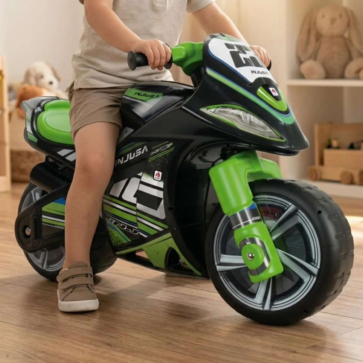 Moto Correpasillos Infantil Winner XL Negra para Niños 4 Años 5 Años 6 Años 7 Años con Diseño Estable y Deportivo Ruedas Anchas y Asa de Transporte – INJUSA