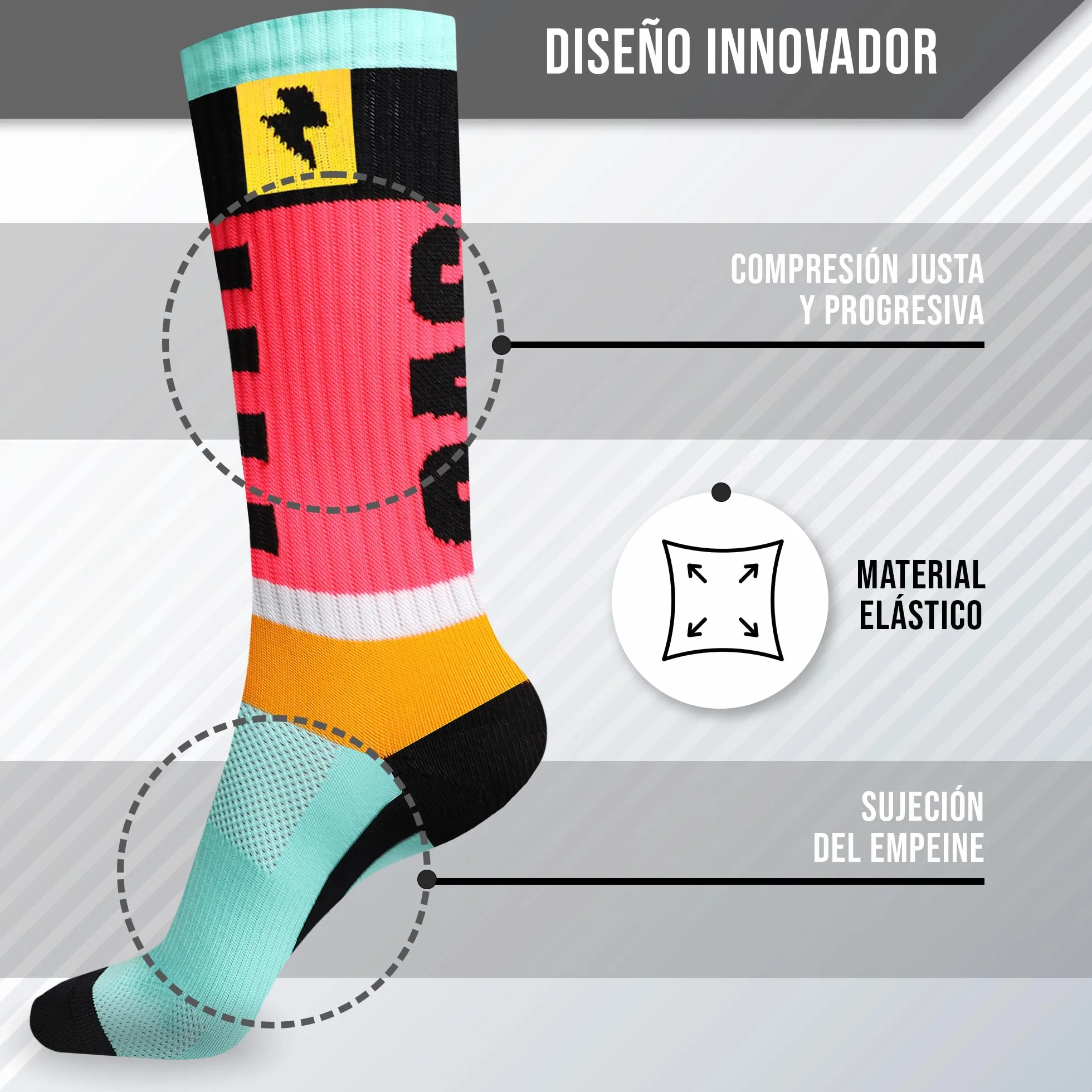 Calcetines de Deporte sin Costuras para Hombre y Mujer - Largos para Ciclismo, Running y Pádel