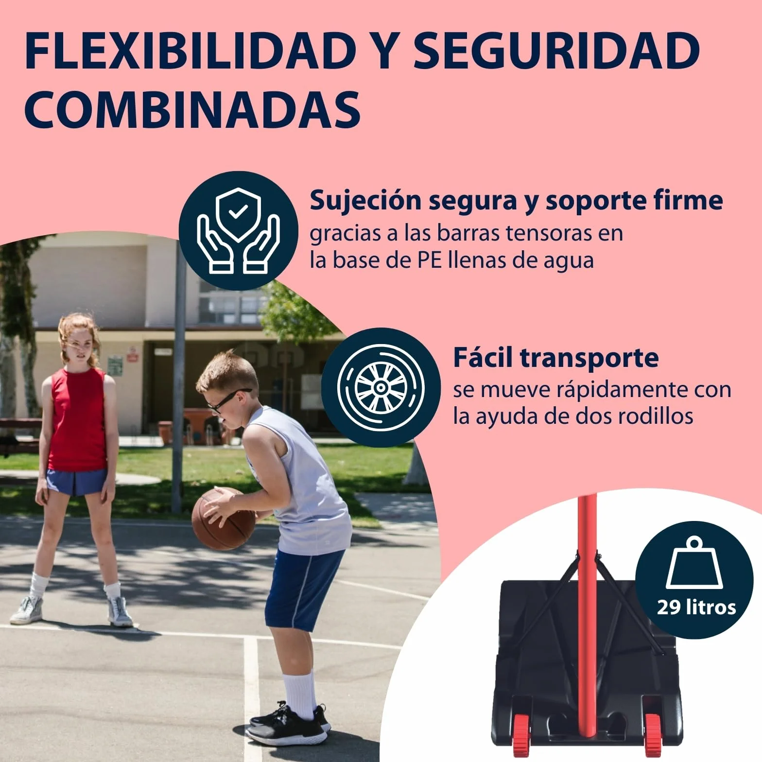 HUDORA Start Soporte de Baloncesto - Ajustable en Altura - móvil con Soporte para niños y Adolescentes - Canasta de Baloncesto para Exteriores con Ruedas