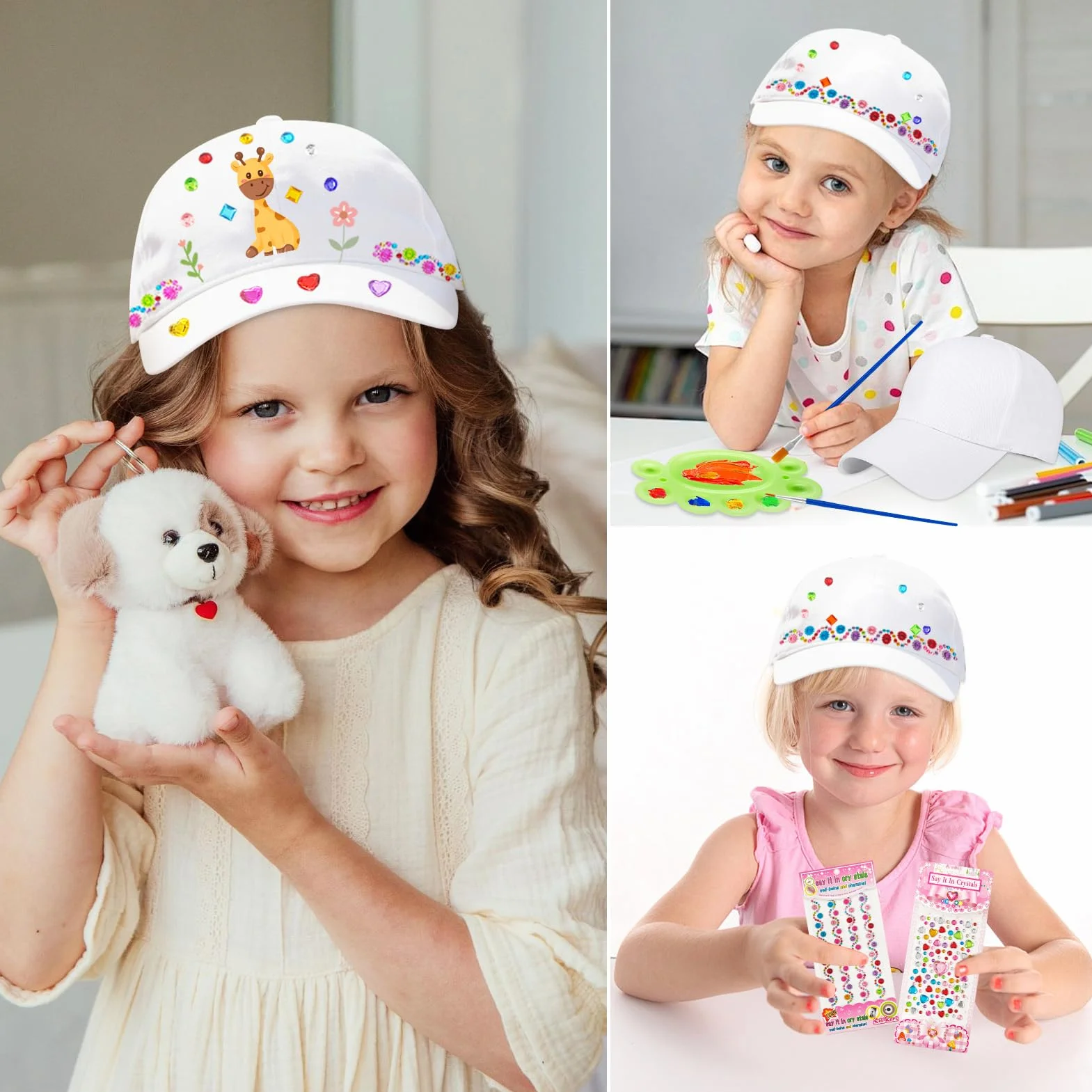 Gorras de Béisbol en Blanco para Niños DIY 6 Piezas