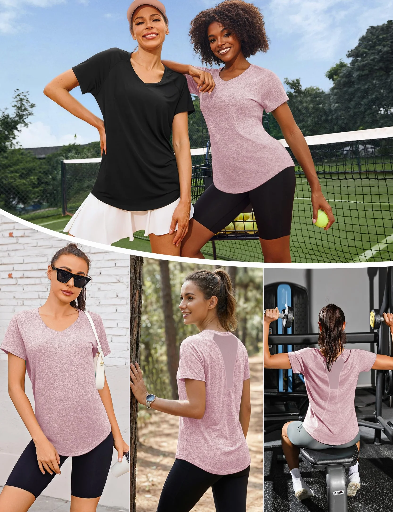 Camiseta Deportivo Mujer Manga Corta Holgada Secado Rápido Malla Yoga Fitness Top Ropa Entrenamiento
