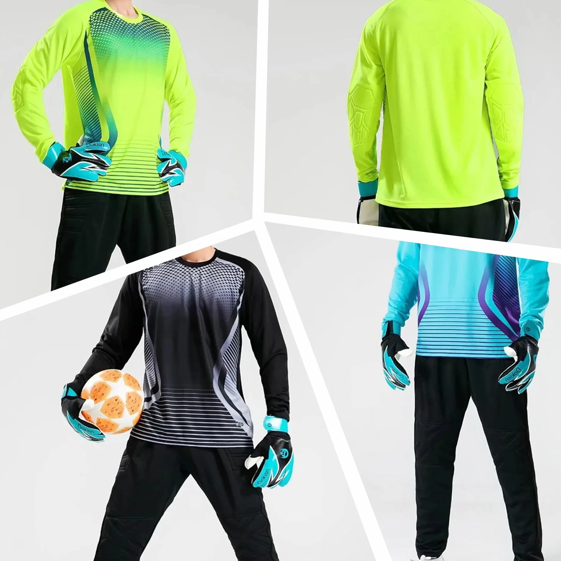 Camiseta de Portero de fútbol Manga Larga Uniforme Protector de Esponja