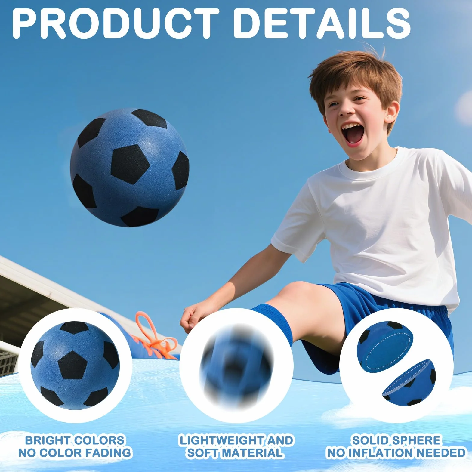 Dongcill Pelota de espuma suave, suave, pelota de fútbol pequeña, para interior y exterior, silenciosa y ligera, 21 cm