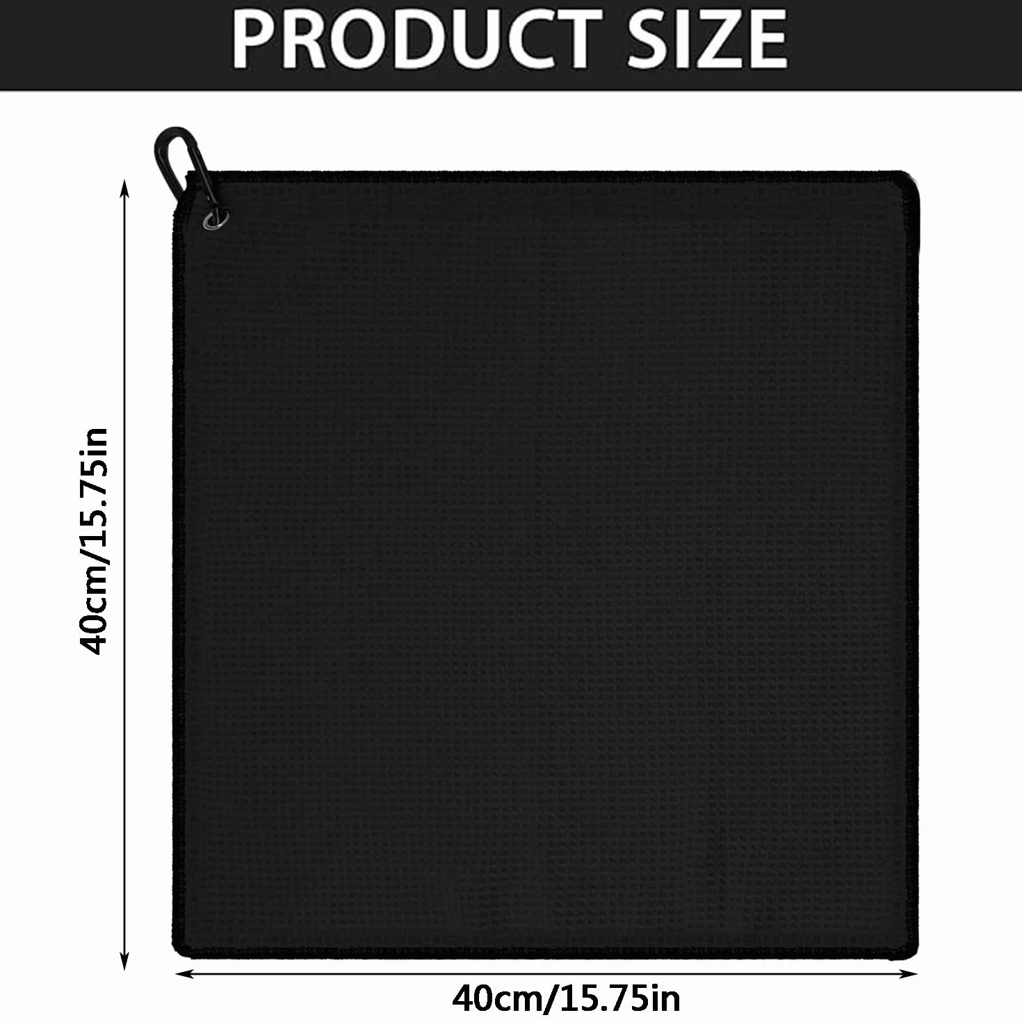 MEISO Toallas de Golf Microfibra 40xcm Ultra Absorbente Mosquetón Diseño Gofre Secado Rápido Negro